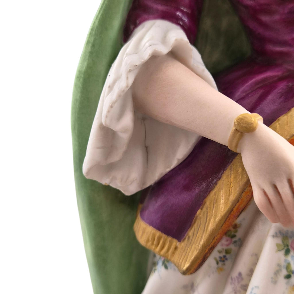 Rare Letu & Mauger Paris large romantic biscuit porcelain figures pair c1860s