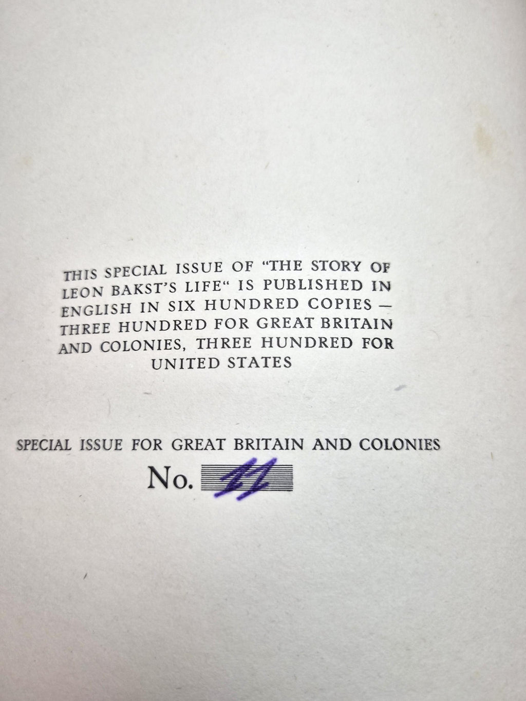 Léon Bakst the story of his life true first edition Berlin 1922 copy 11/600 original slipcase inscribed Wladimir Poliakoff