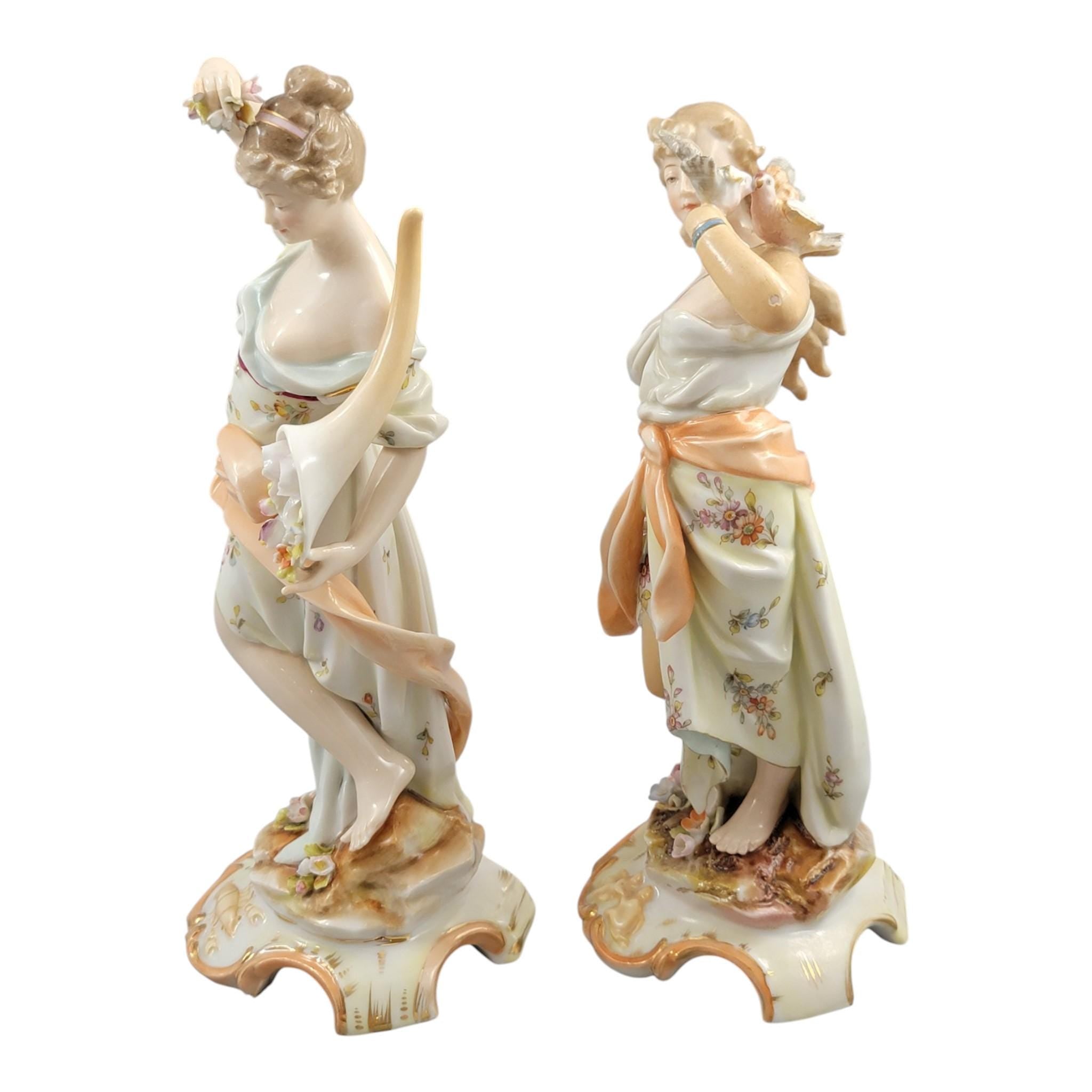 Christian Nonne Volkstedt spring autumn pair c.1780–1800 porcelain figures