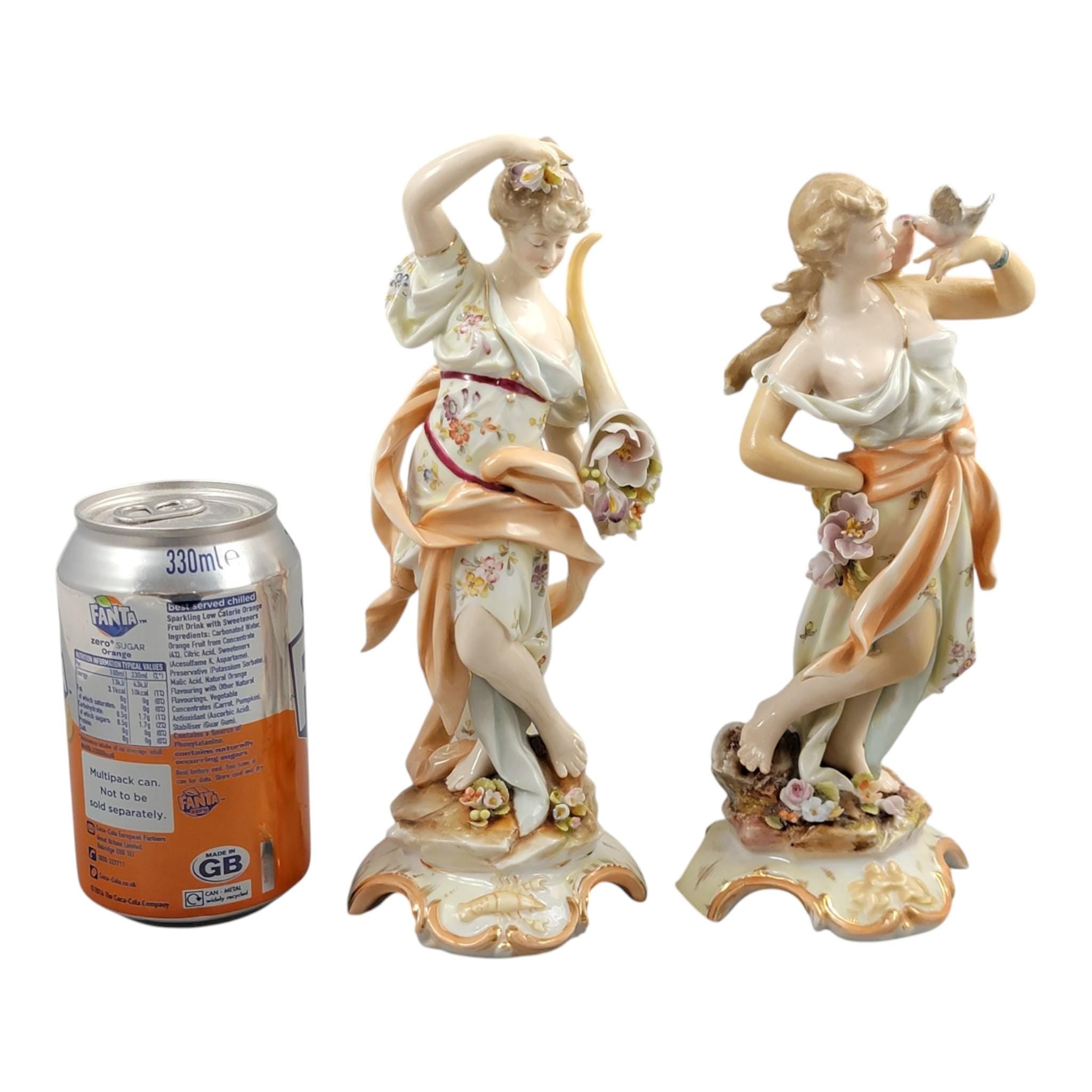 Christian Nonne Volkstedt spring autumn pair c.1780–1800 porcelain figures