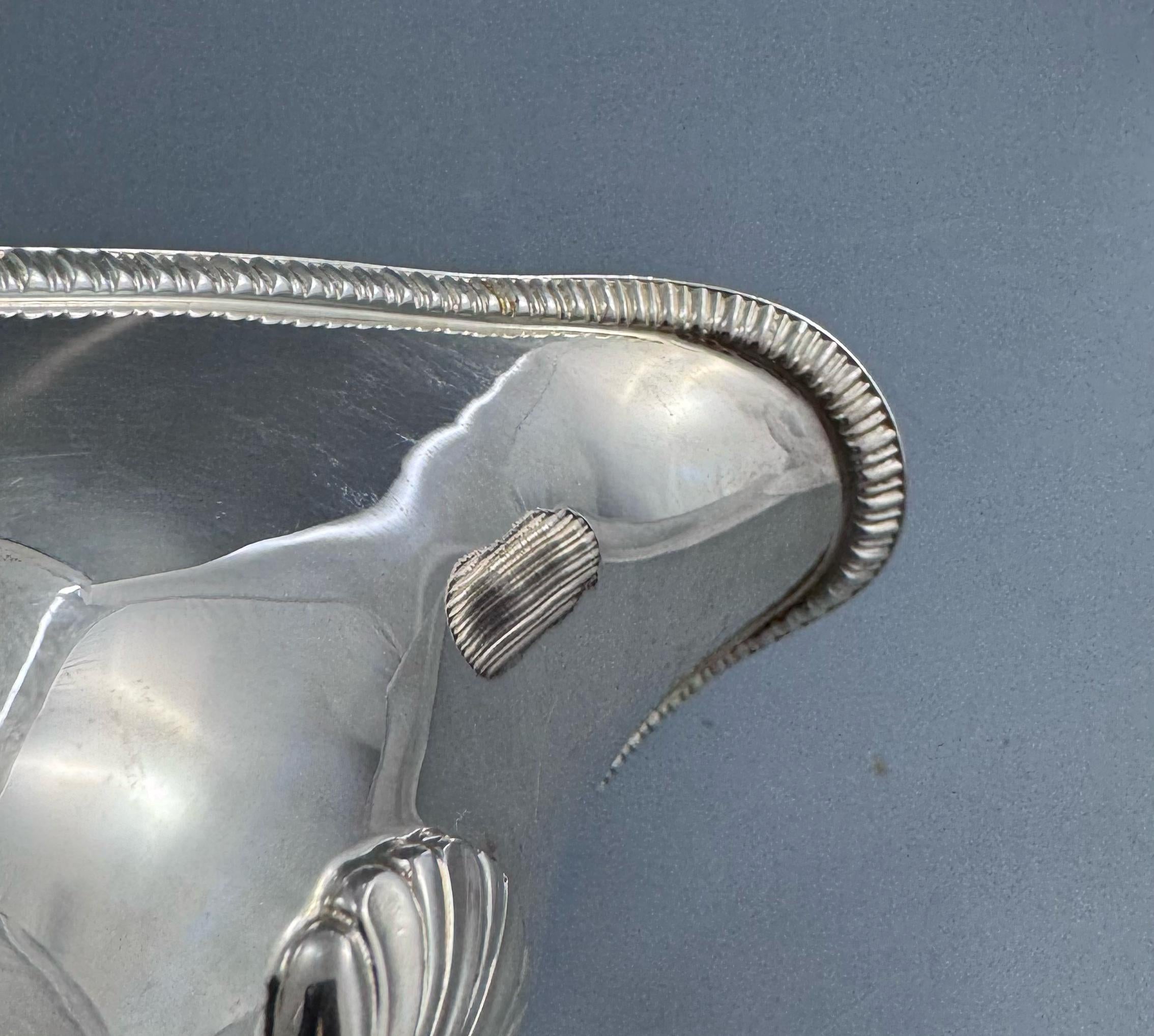 Mappin & Webb Sauce Boat Set — Sterling Silver Stand with Silver-Plated Sauce Boat and Ladle, in Original Presentation Box, London 2000