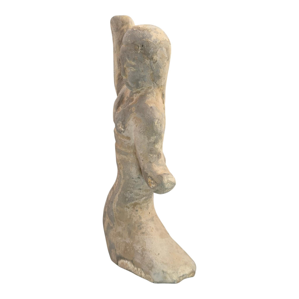 Large Chinese Han Dynasty Grey Pottery Dancer Figure, Ancient Mingqi Tomb Sculpture, 27.5 cm