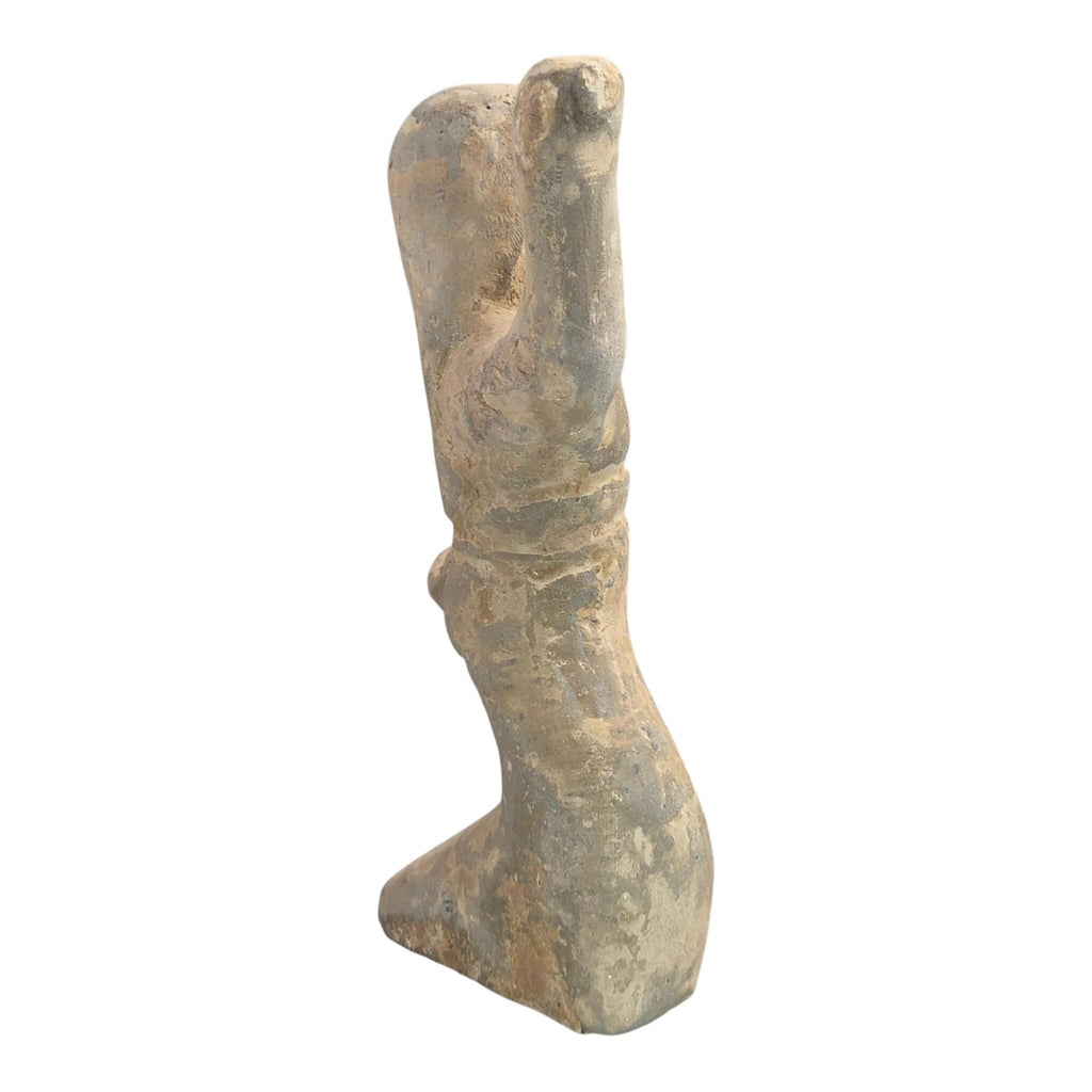 Large Chinese Han Dynasty Grey Pottery Dancer Figure, Ancient Mingqi Tomb Sculpture, 27.5 cm