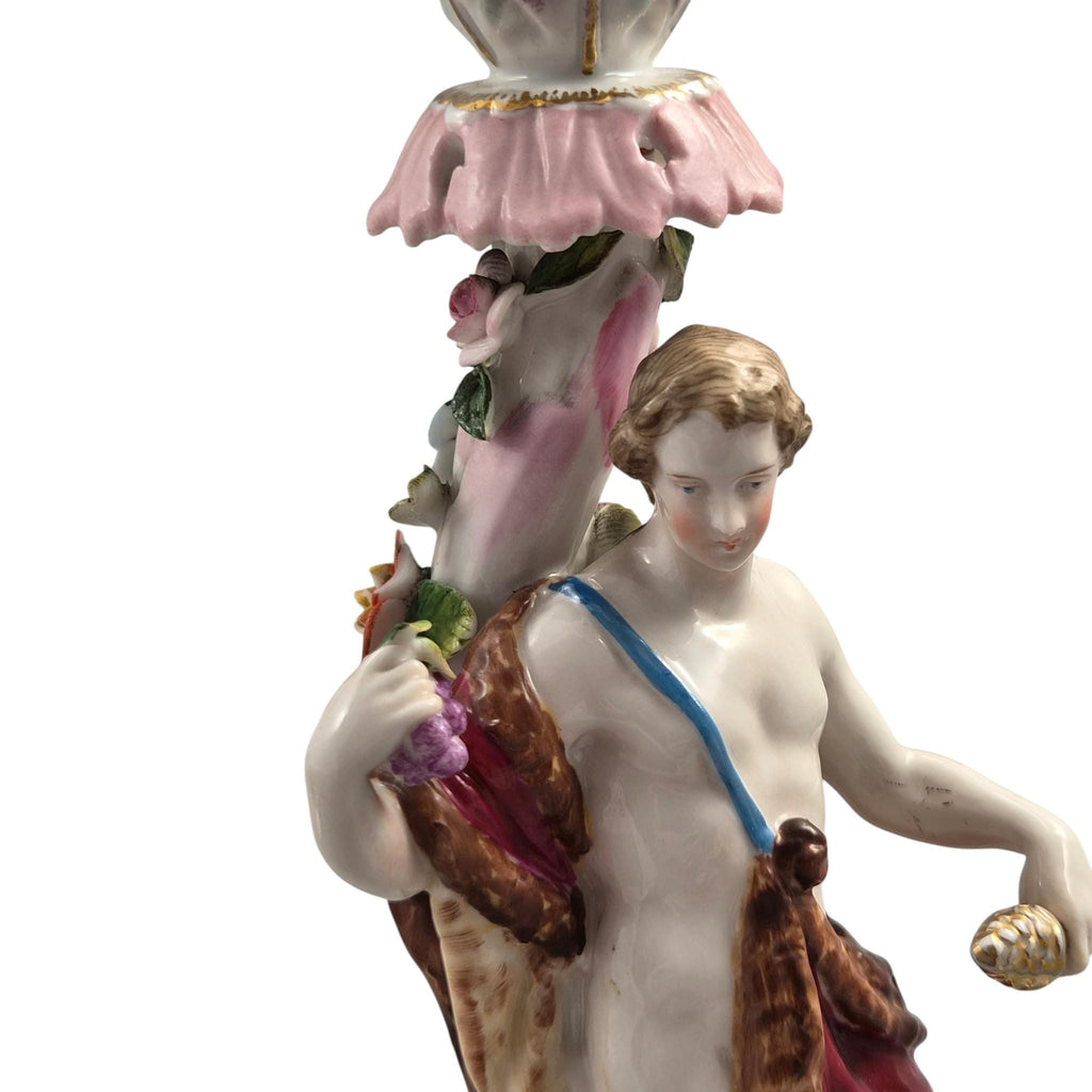 Volkstedt Allegorical Porcelain Candlesticks Summer & Autumn c.1895