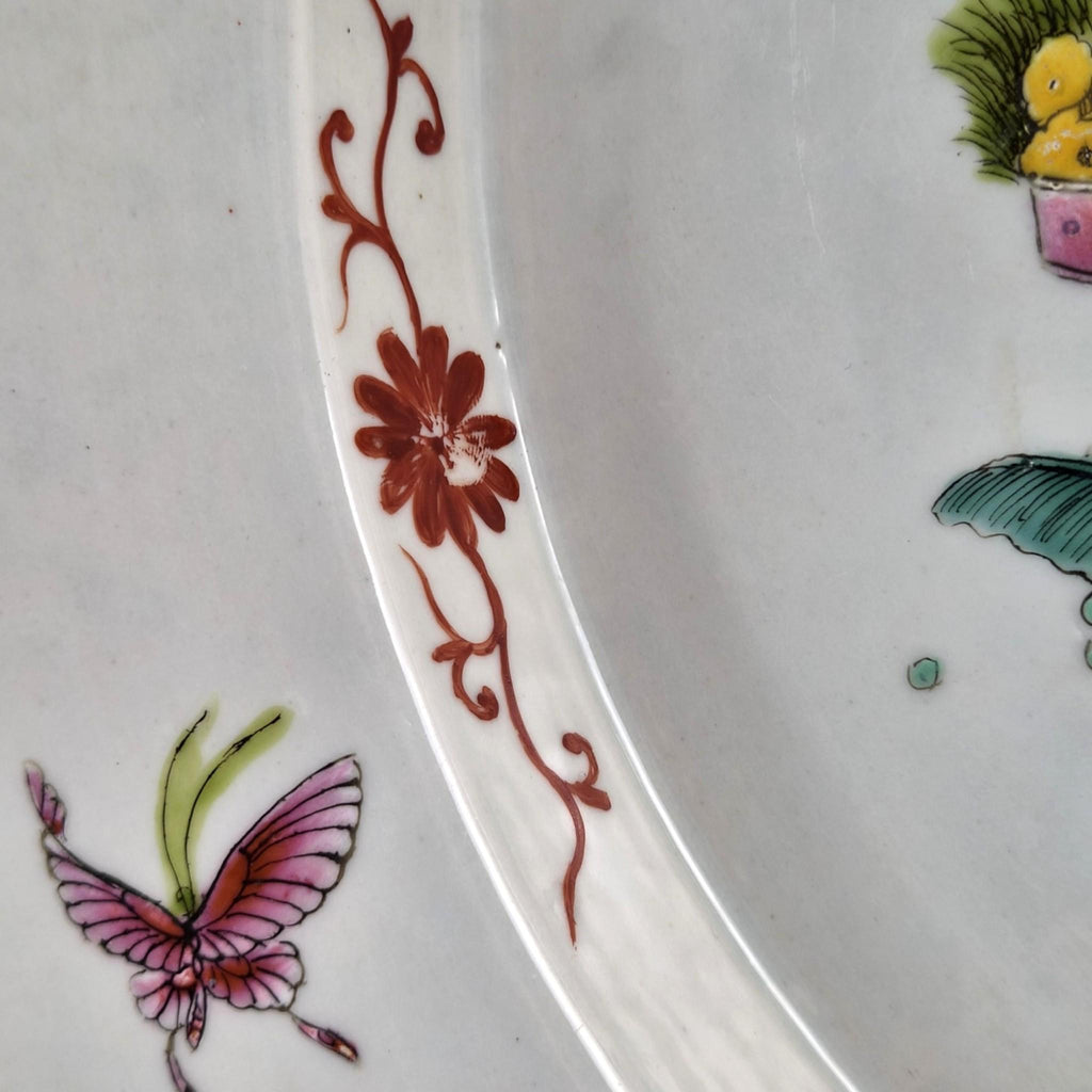 Rare Large Chinese Famille Rose Castellated Porcelain Bowl, c.1880