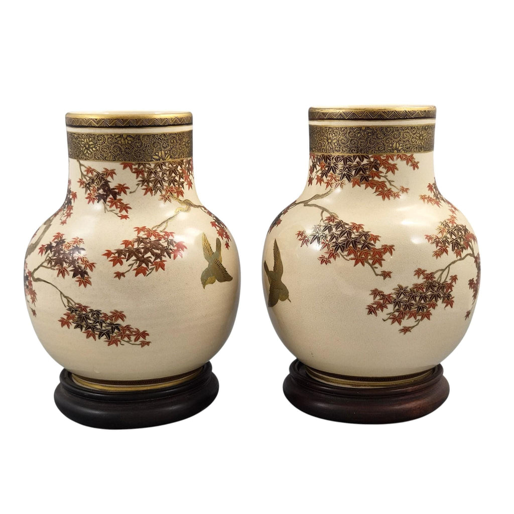 Pair of Japanese Meiji Satsuma Vases by Kinkōzan, Kyoto, c.1890–1910