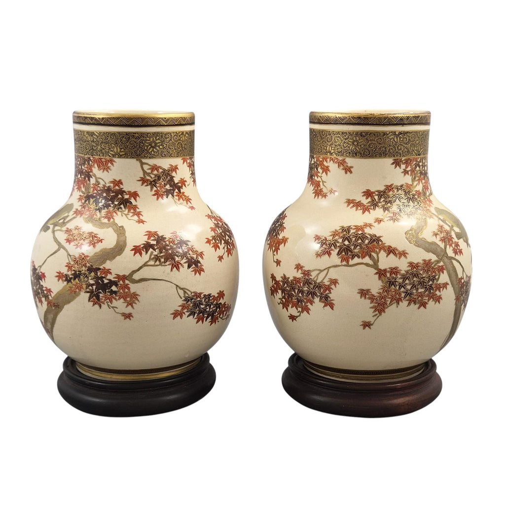 Pair of Japanese Meiji Satsuma Vases by Kinkōzan, Kyoto, c.1890–1910