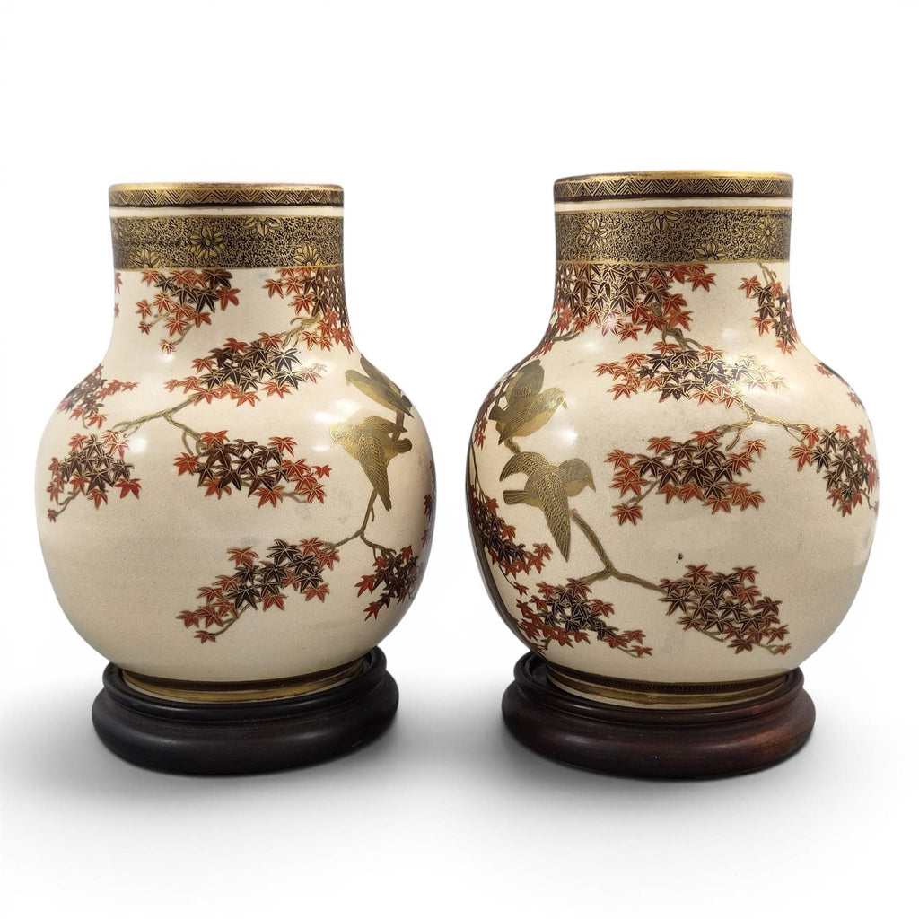 Pair of Japanese Meiji Satsuma Vases by Kinkōzan, Kyoto, c.1890–1910