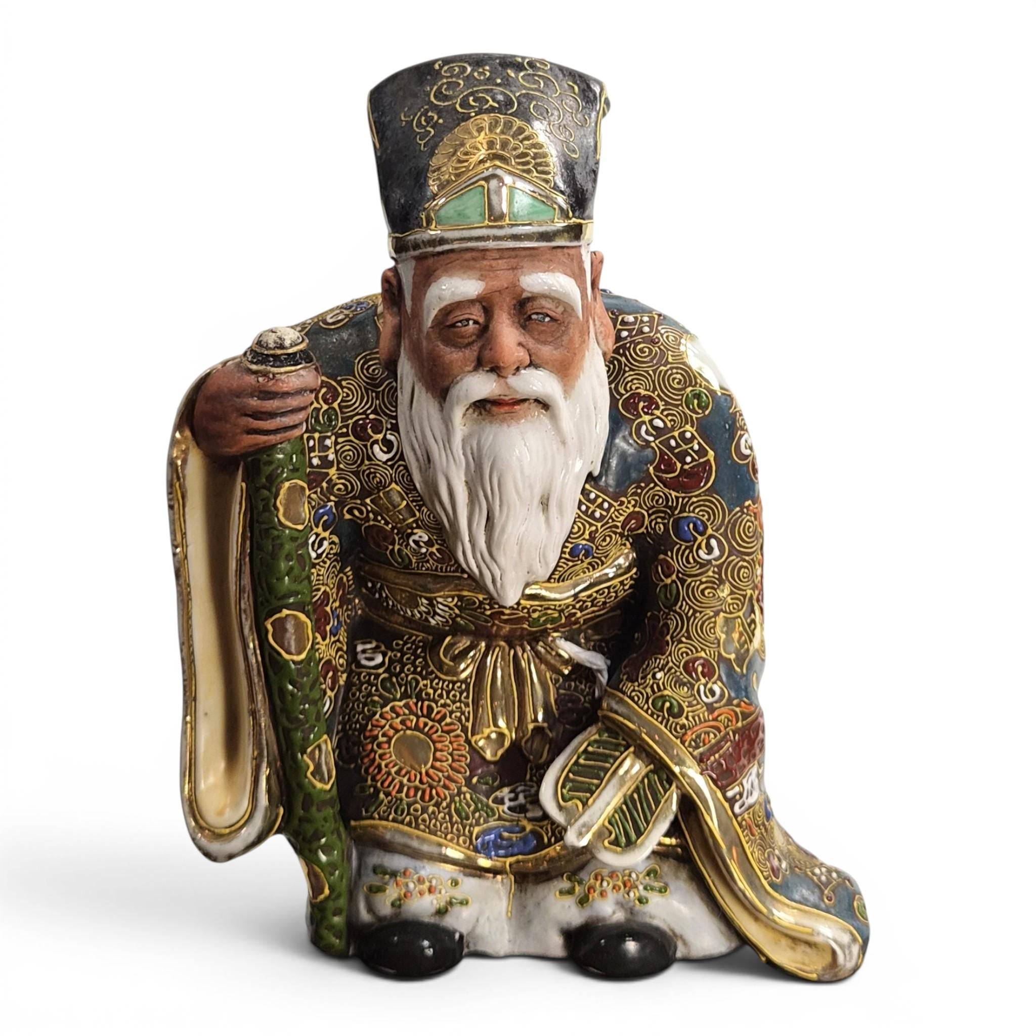 Rare Japanese Kutani Jurojin figure Meiji porcelain God of Longevity c. 1880–1910