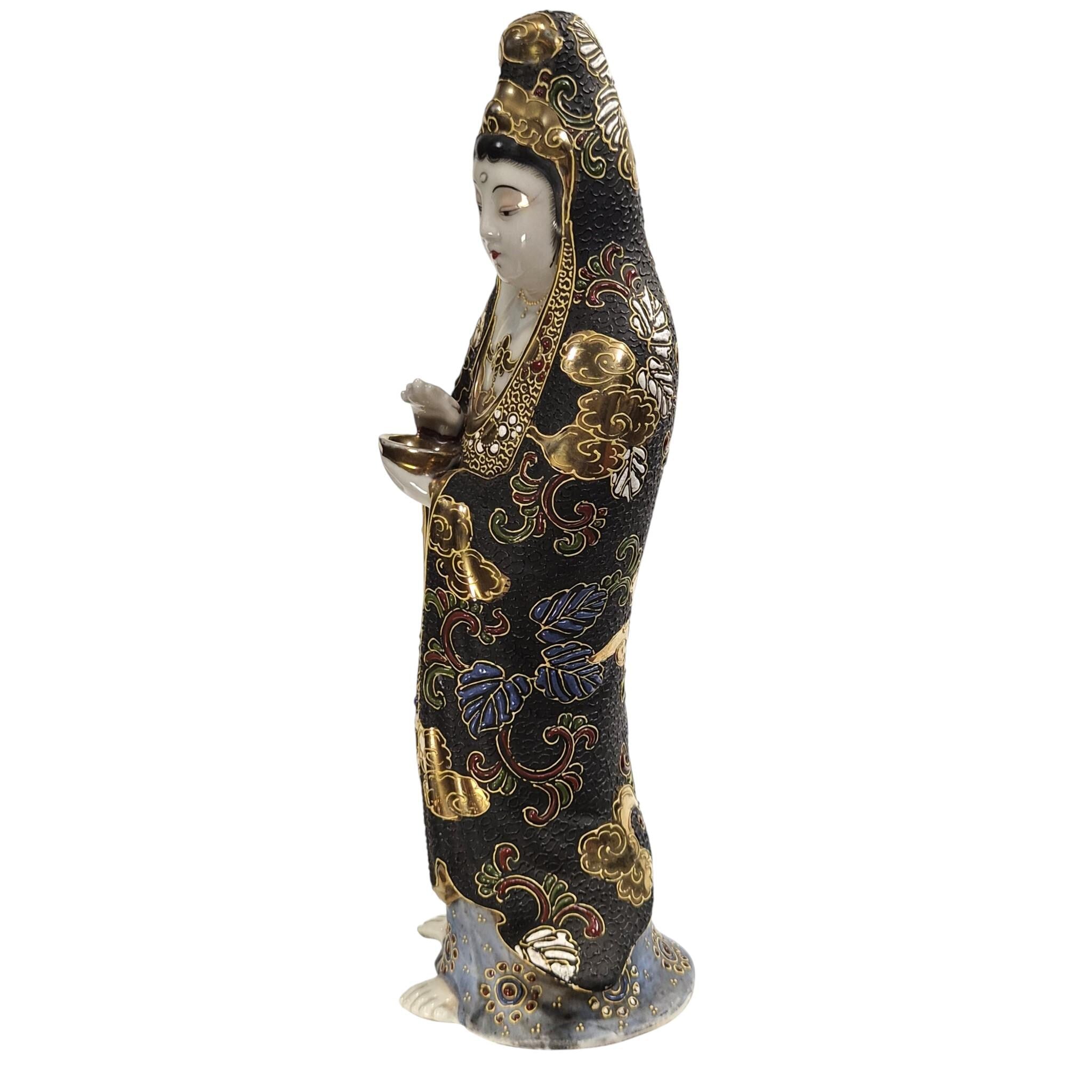 Japanese Kutani Kannon Guanyin Figure c.1920 Goddess of Mercy