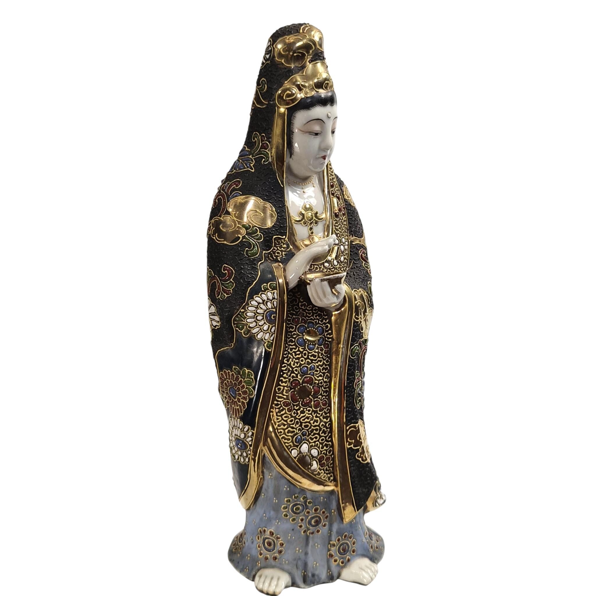 Japanese Kutani Kannon Guanyin Figure c.1920 Goddess of Mercy