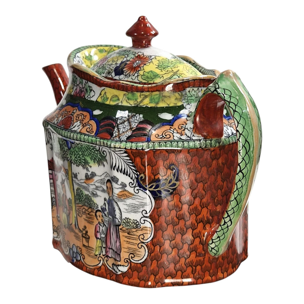 Rare Mason’s Patent Ironstone Red Scale Conversation New Oval Teapot c.1820–1830