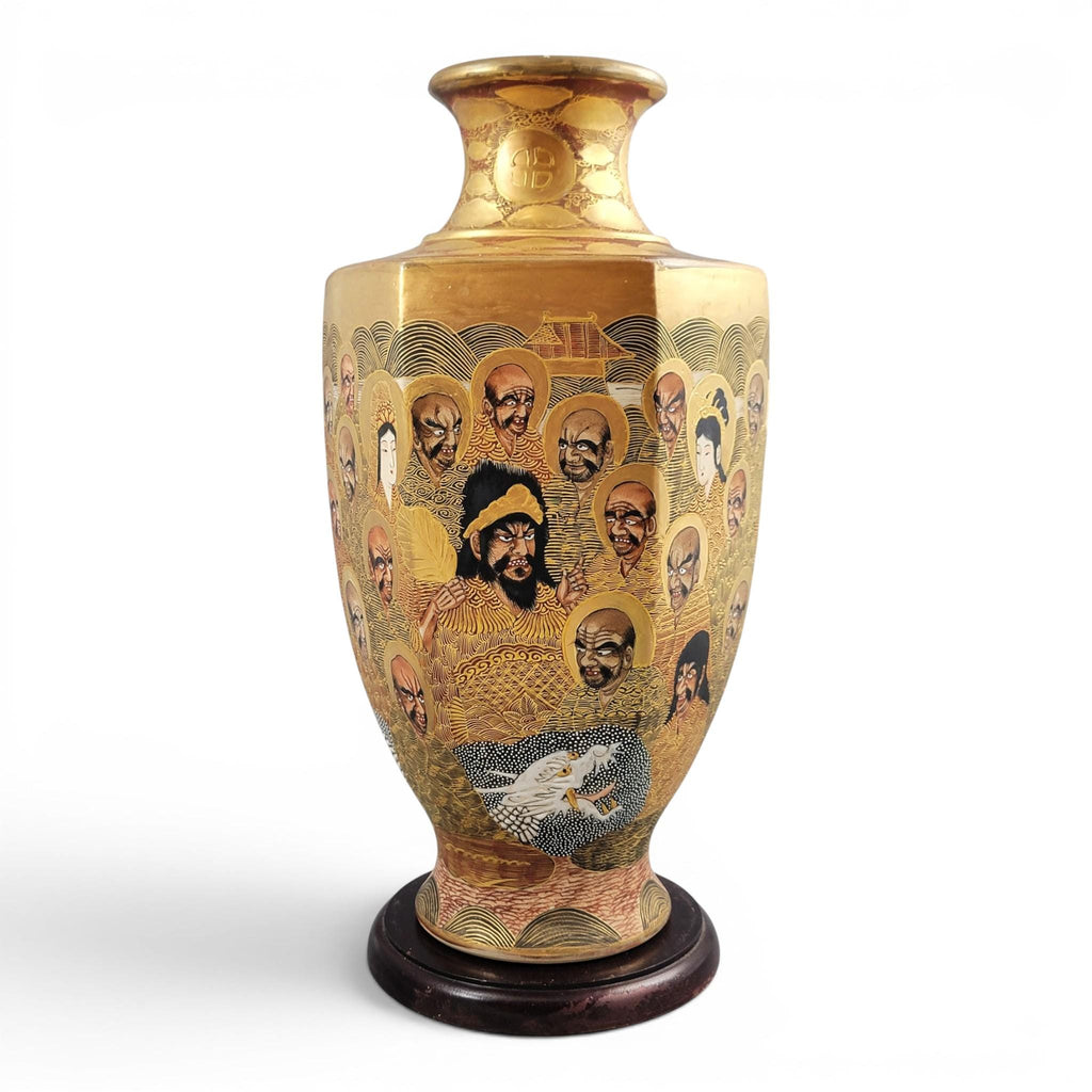 Large Japanese Satsuma Vase by Hotoda, Meiji Period 1000 Arhats & Dragon