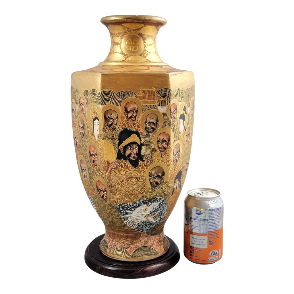 Large Japanese Satsuma Vase by Hotoda, Meiji Period 1000 Arhats & Dragon