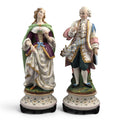 Rare Letu & Mauger Paris large romantic biscuit porcelain figures pair c1860s