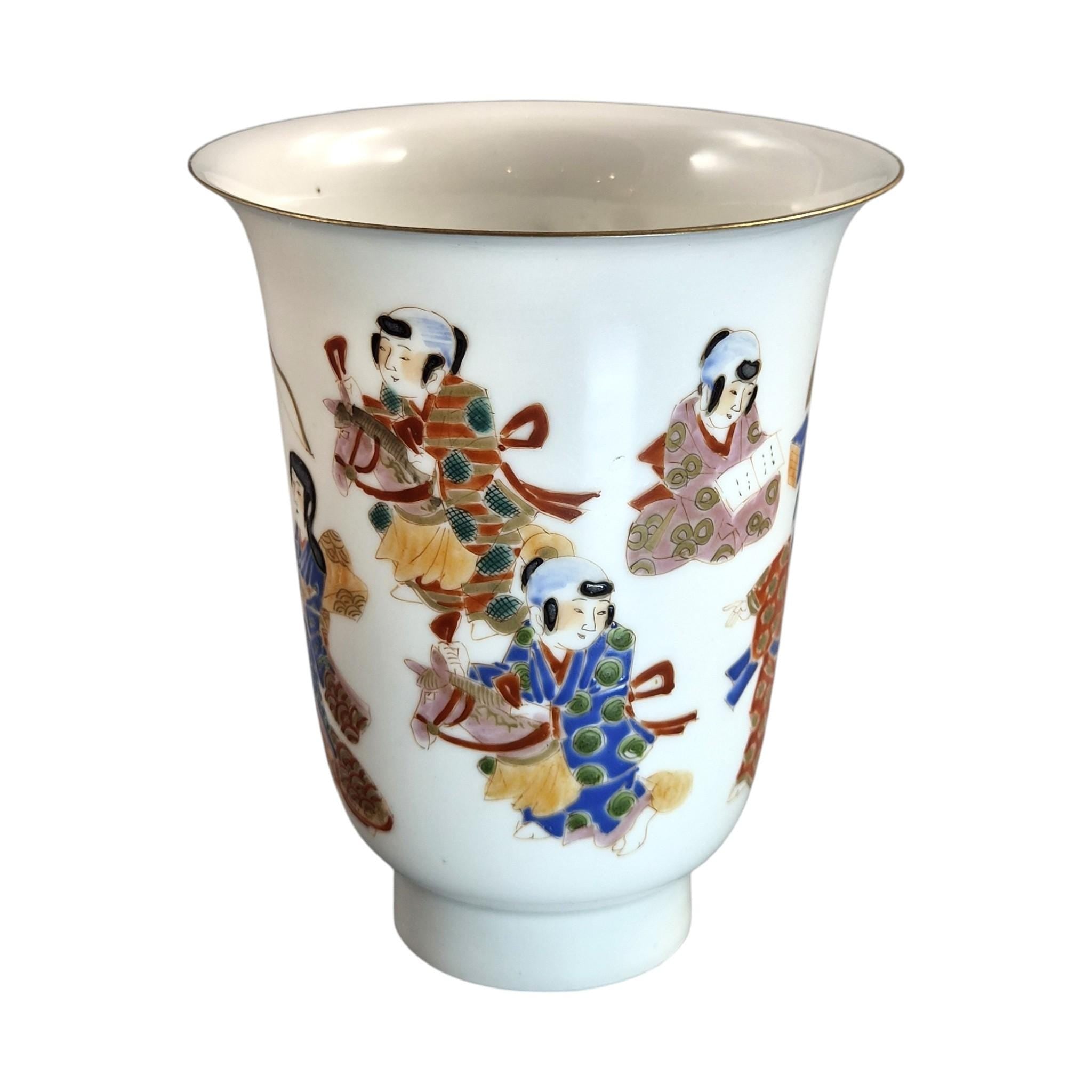 Antique Japanese Eggshell Porcelain Beaker Vase, Hichozan Shinpo, c.1860–1880