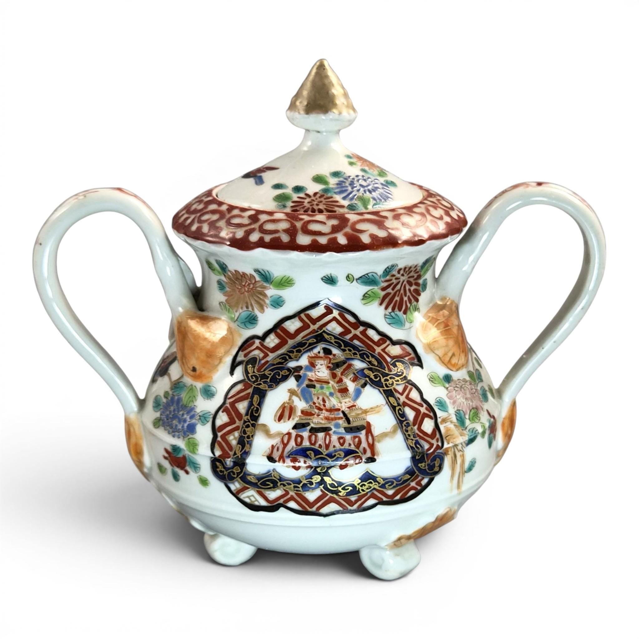 Rare Japanese Imari Sugar Bowl, Hichozan Fukagawa, Samurai Decor, c.1870–1880
