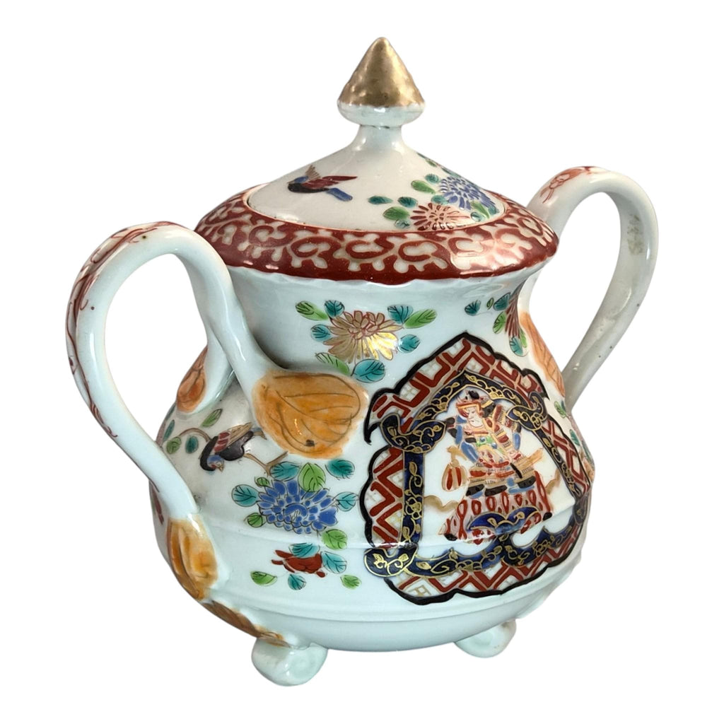 Rare Japanese Imari Sugar Bowl, Hichozan Fukagawa, Samurai Decor, c.1870–1880