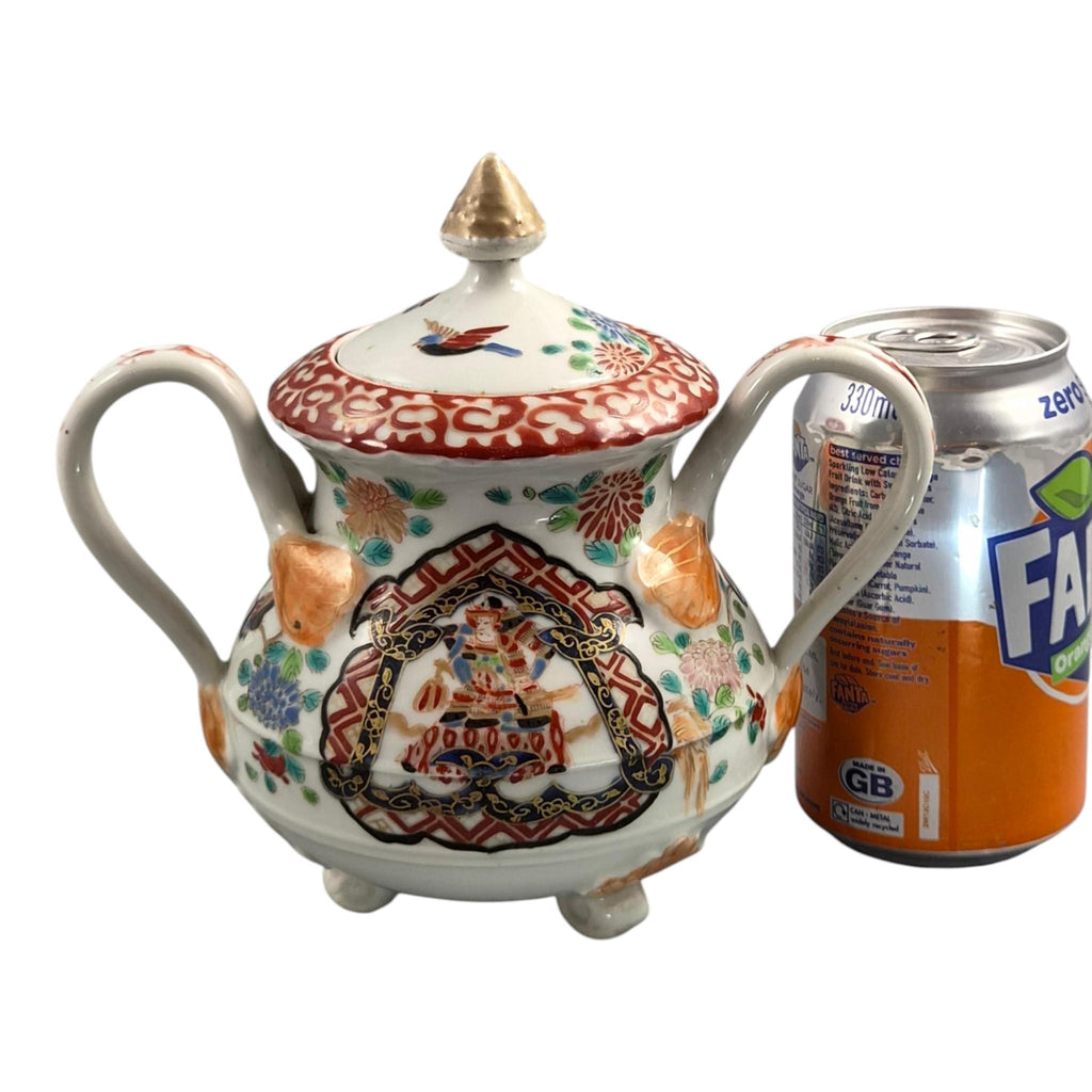 Rare Japanese Imari Sugar Bowl, Hichozan Fukagawa, Samurai Decor, c.1870–1880