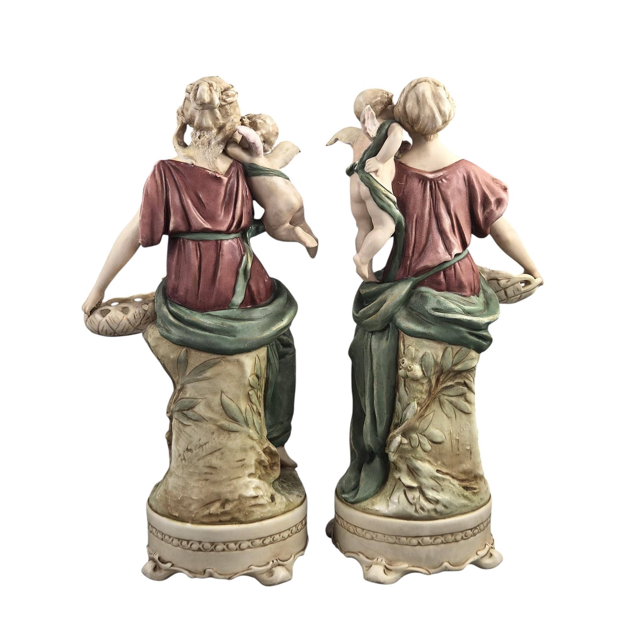 Royal Dux Art Nouveau Figures by H. Schubert, 1912