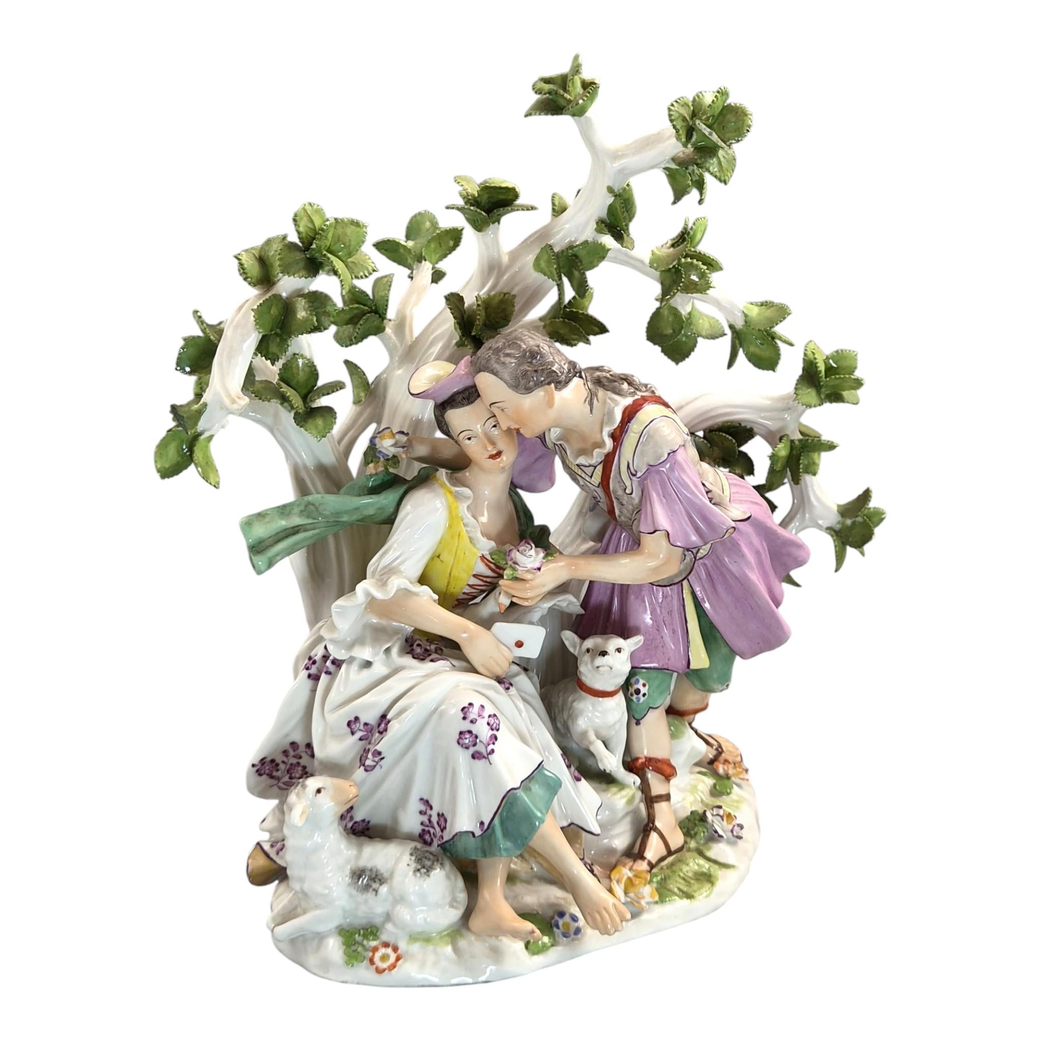Niderviller Style Porcelain Love Letter Figurine Group 18th Century