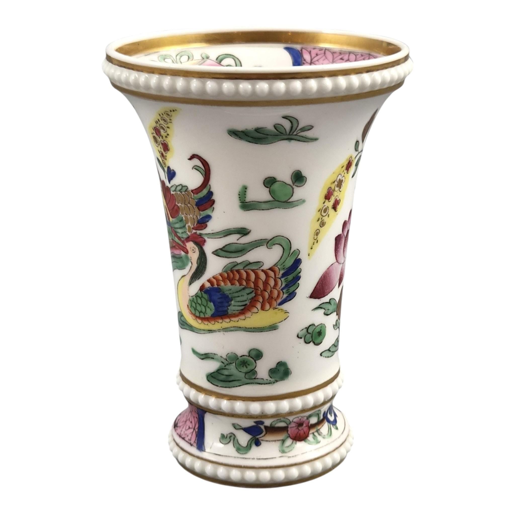 Rare Spode Regency Spill Vase with Mandarin Ducks, circa 1820–1825