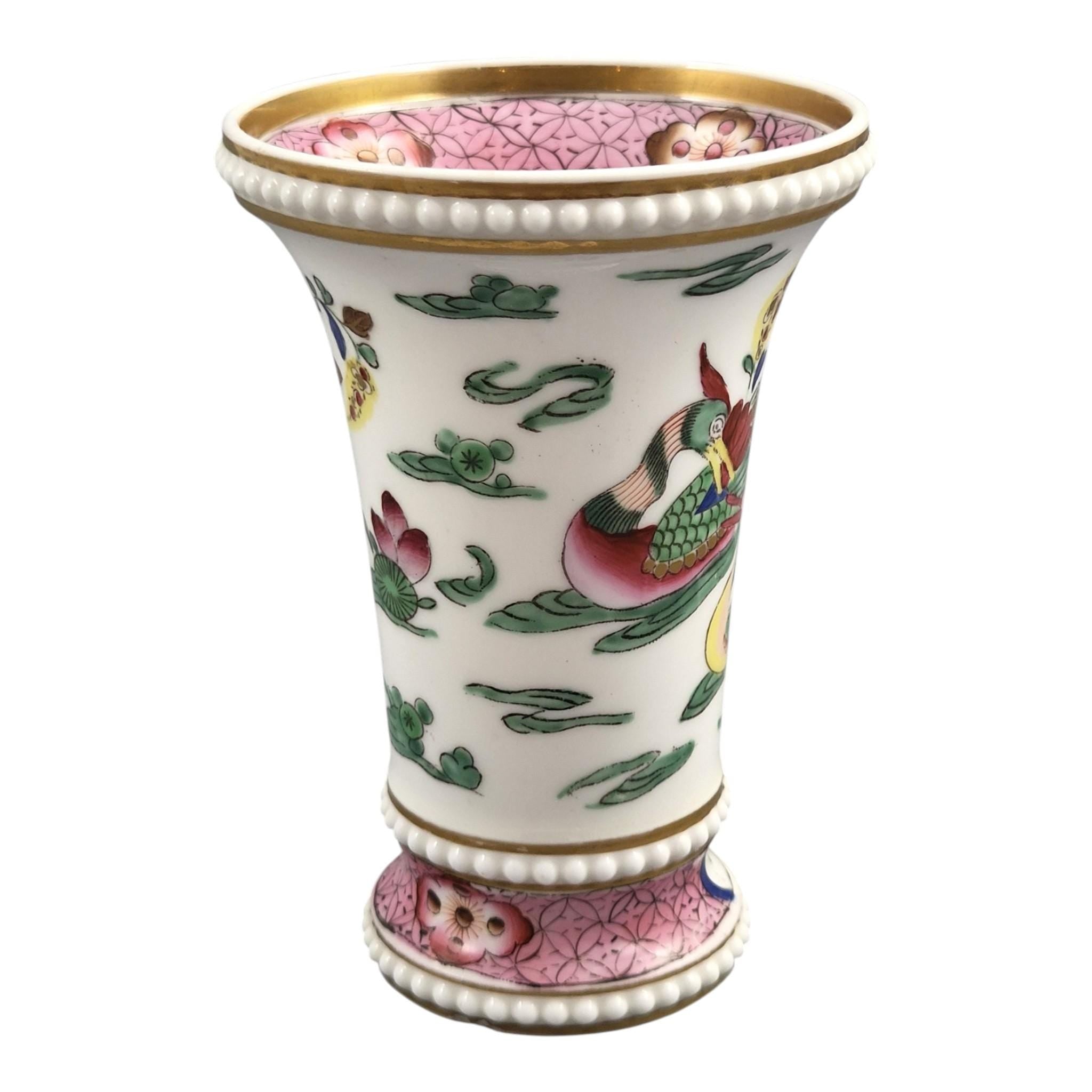 Rare Spode Regency Spill Vase with Mandarin Ducks, circa 1820–1825