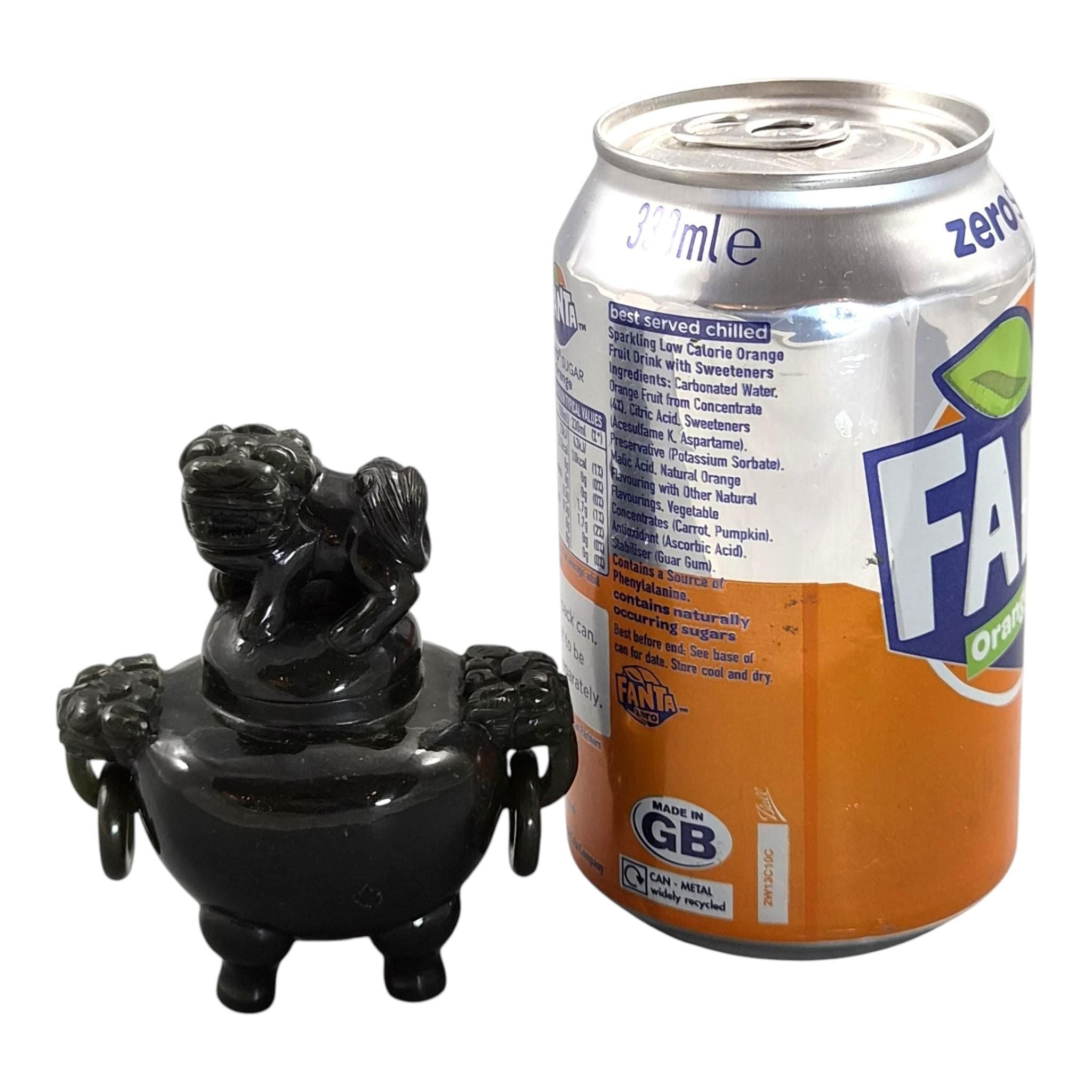 Antique Chinese Jade Tripod Incense Burner with Foo Dog Cover, c. 1900–1920