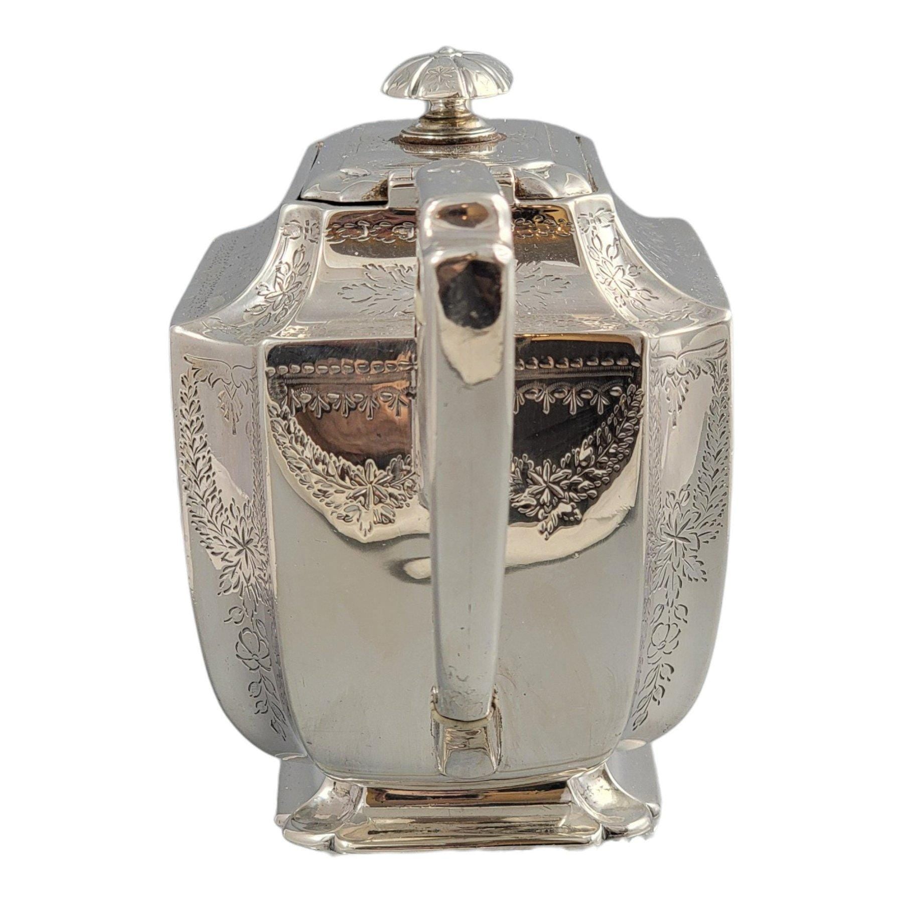 Victorian sterling silver tea service Atkin Brothers Sheffield 1892, four-piece antique silver teapot set with gilt sugar bowl, 1833 g