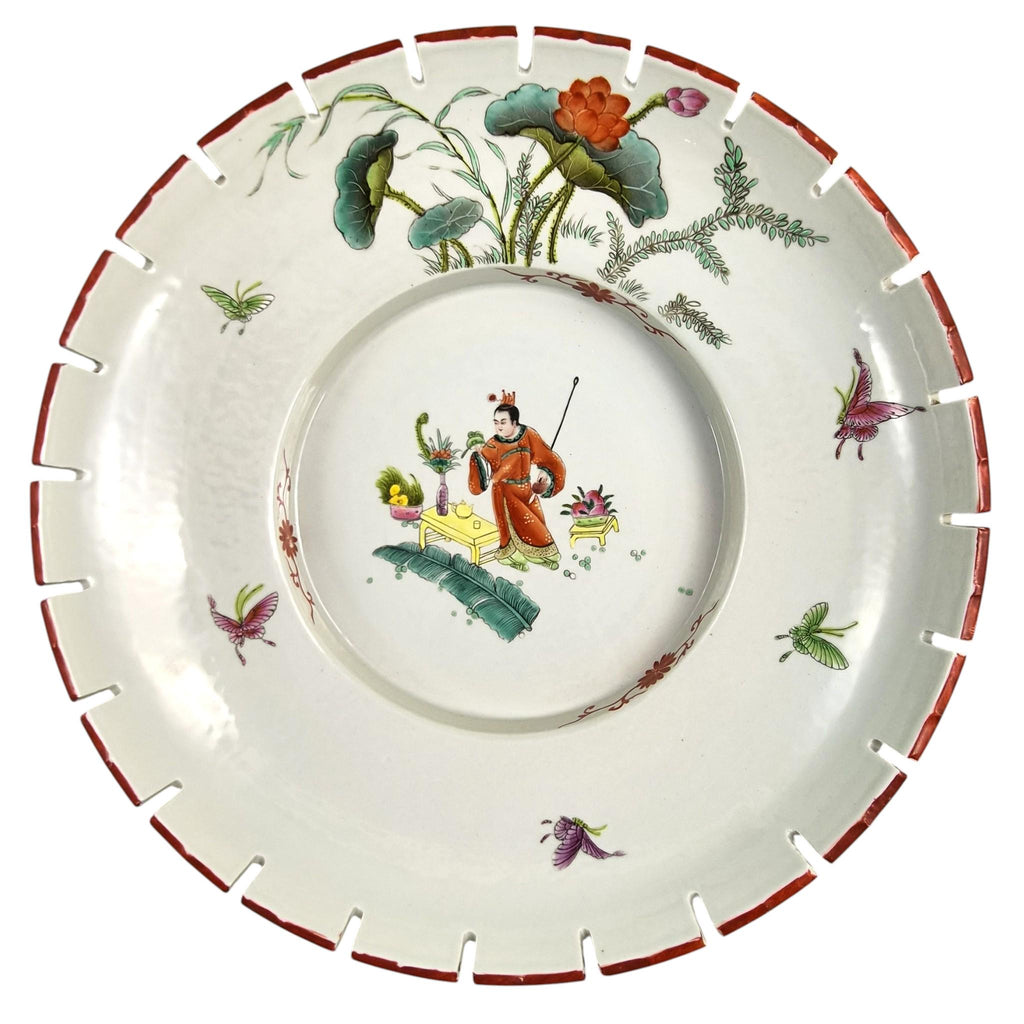Rare Large Chinese Famille Rose Castellated Porcelain Bowl, c.1880