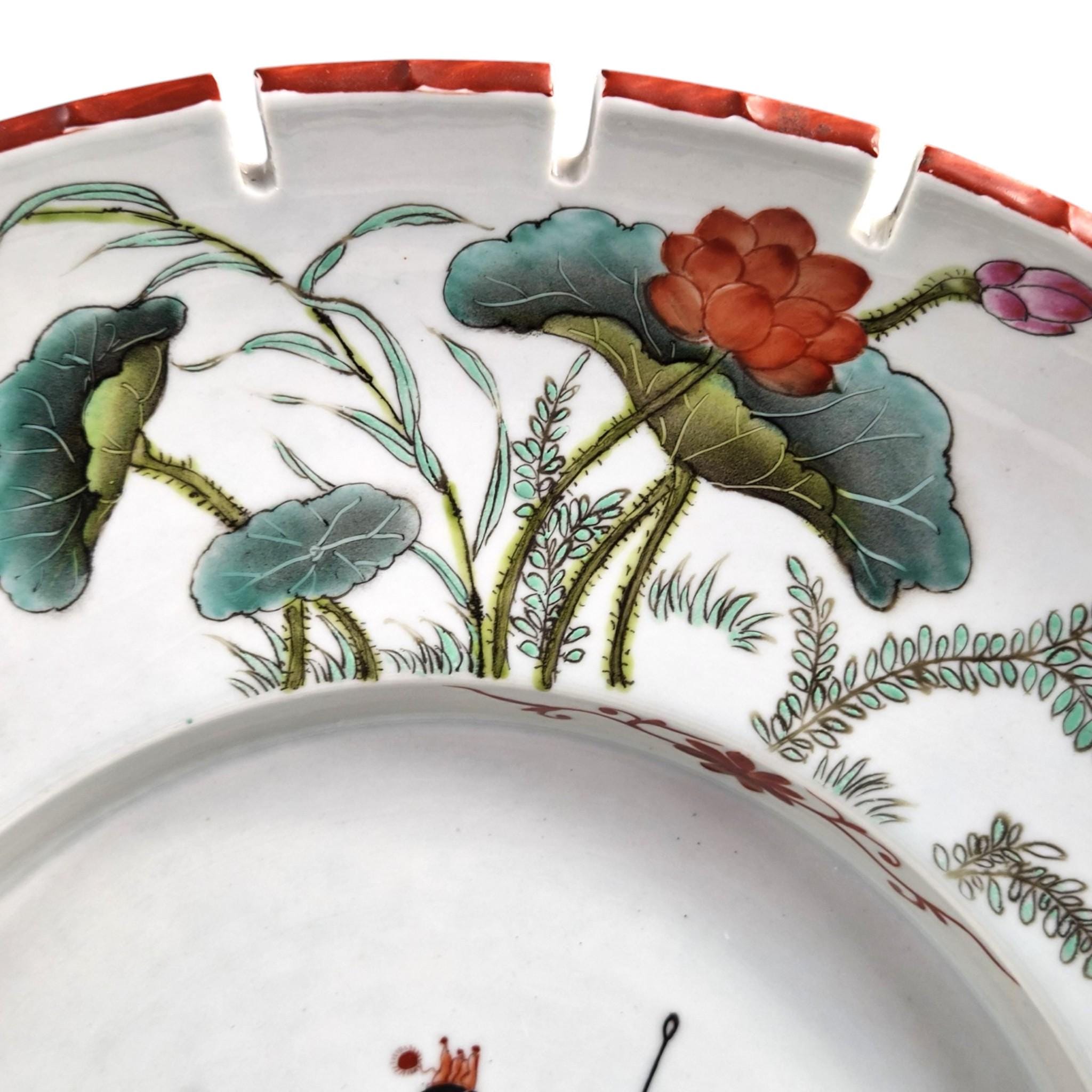 Rare Large Chinese Famille Rose Castellated Porcelain Bowl, c.1880