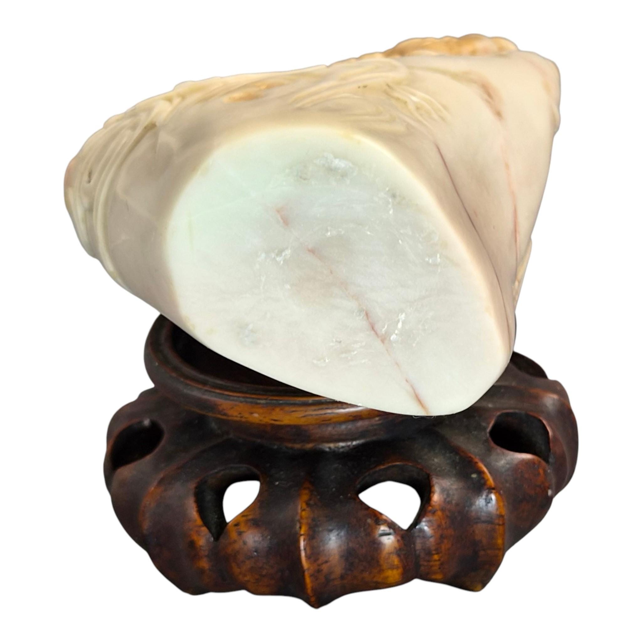Chinese Shoushan Cream Soapstone Dragon Pearl Carving, Late 19th / Early 20th C.