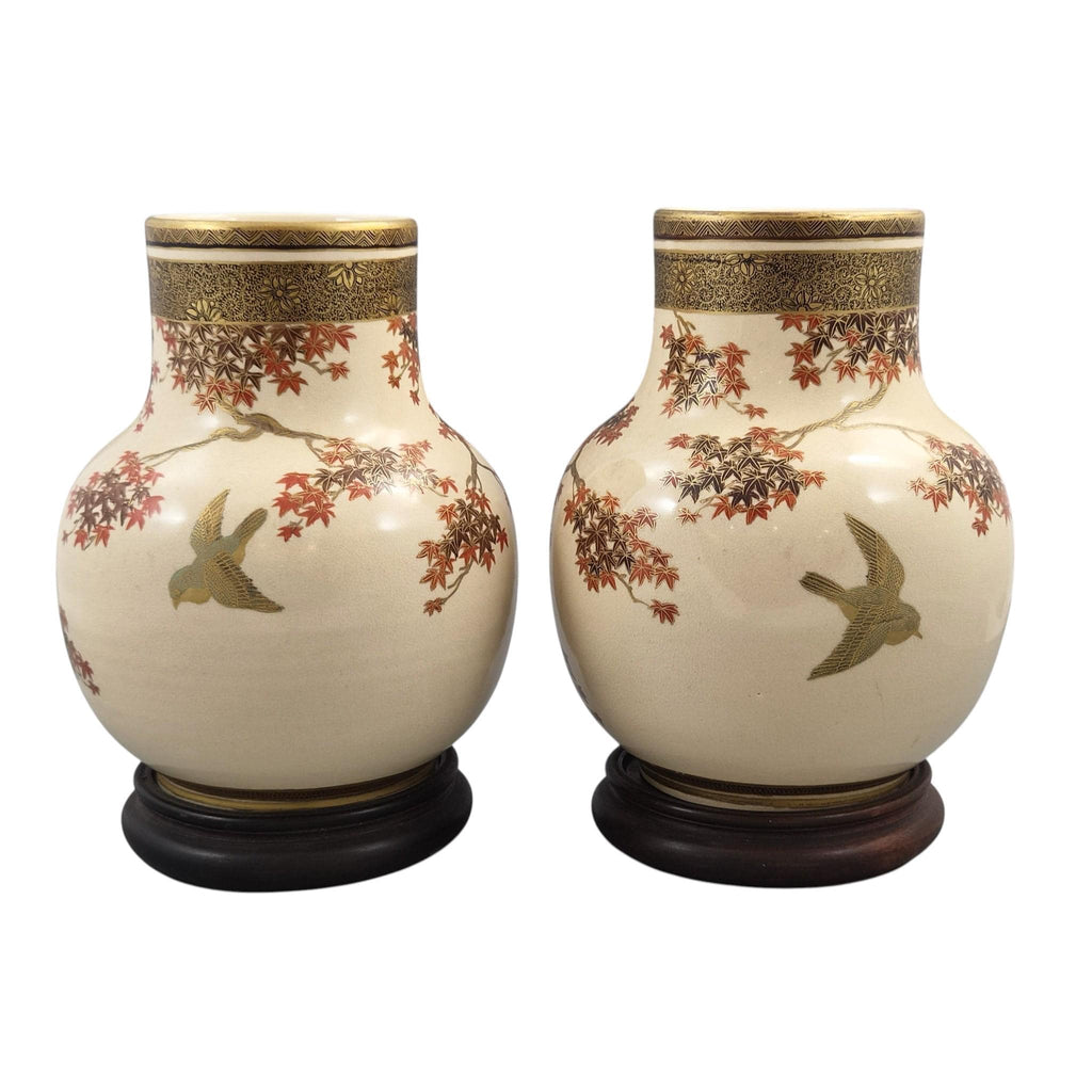 Pair of Japanese Meiji Satsuma Vases by Kinkōzan, Kyoto, c.1890–1910