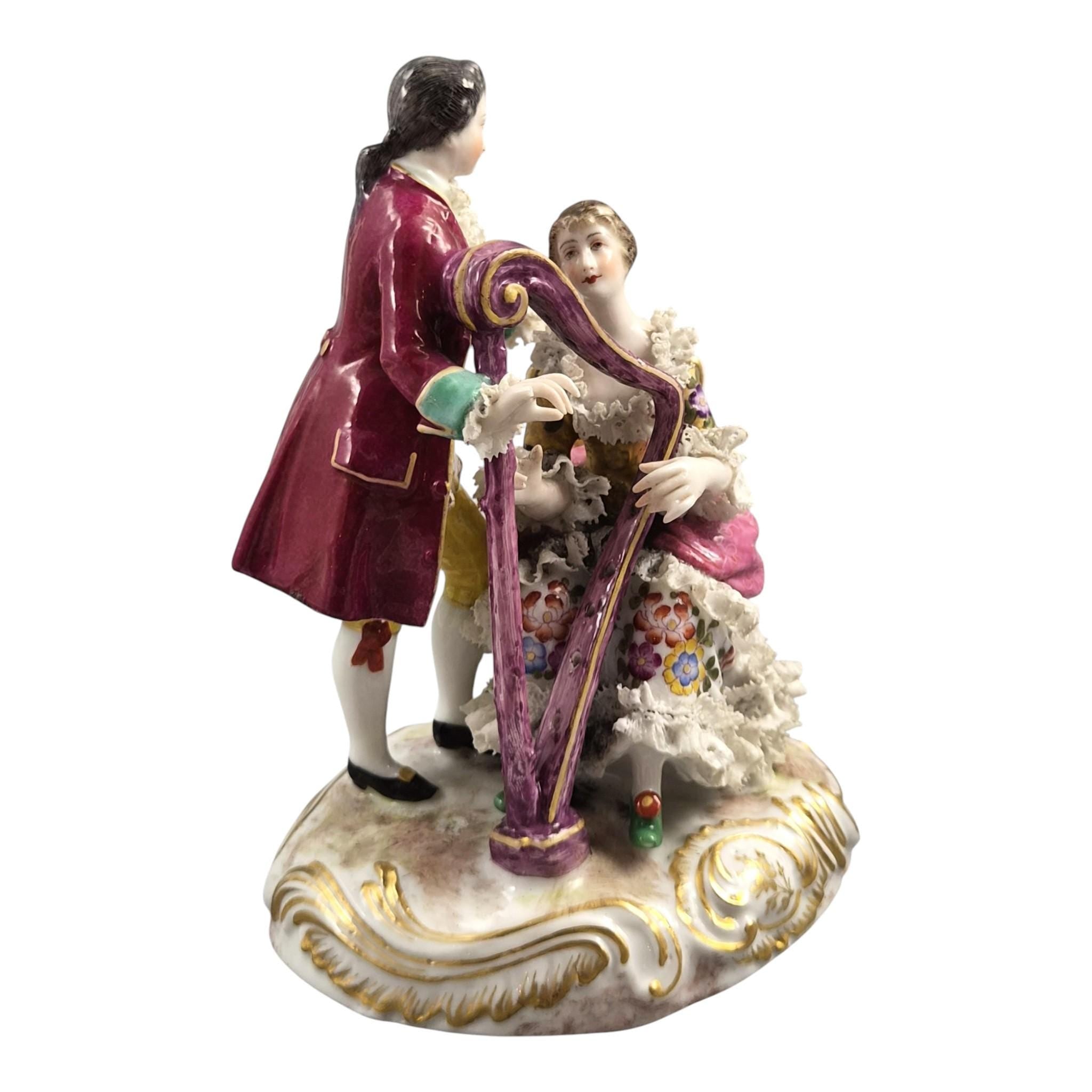Bourdois & Bloch Paris Porcelain Lace Musical Couple c.1868–1887