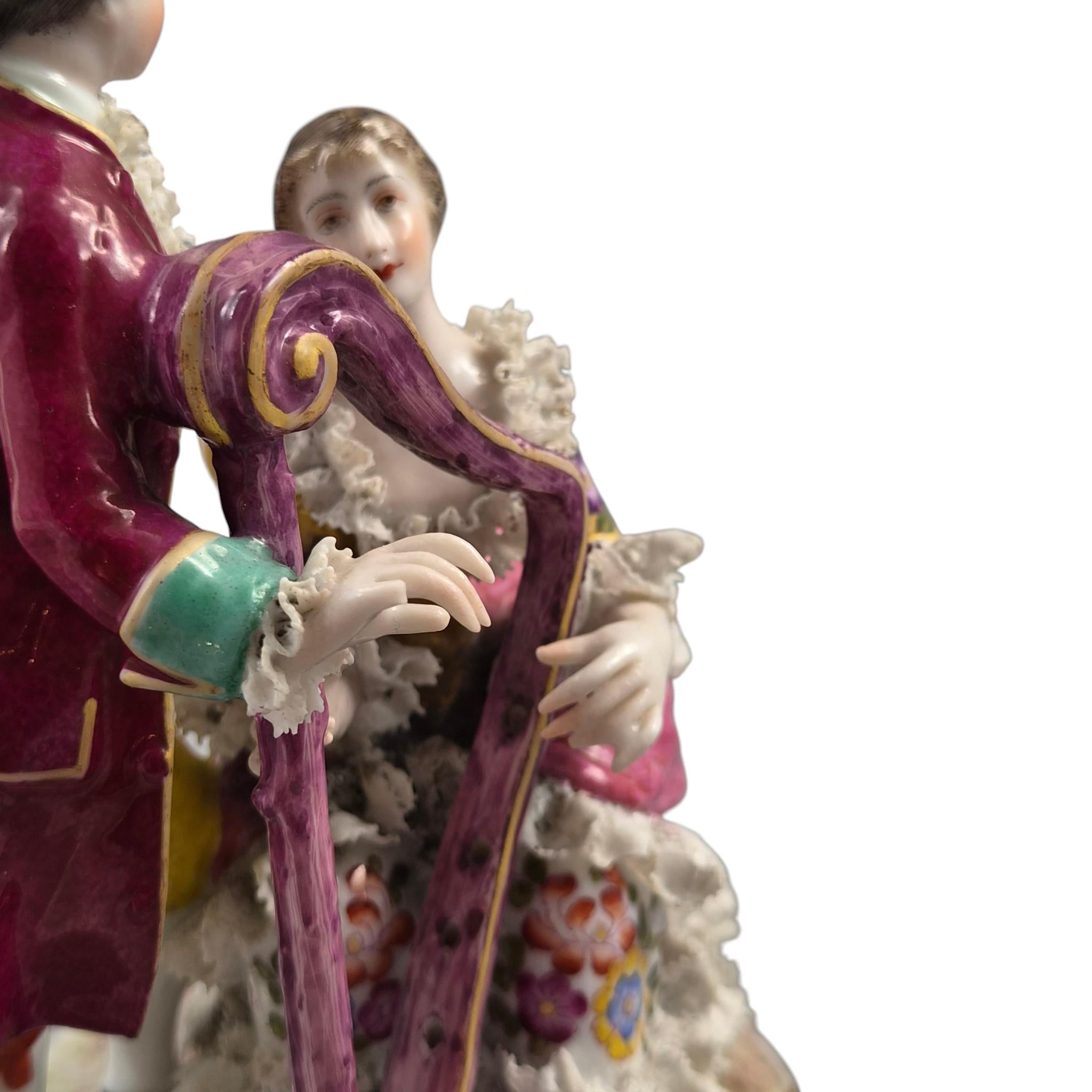 Bourdois & Bloch Paris Porcelain Lace Musical Couple c.1868–1887