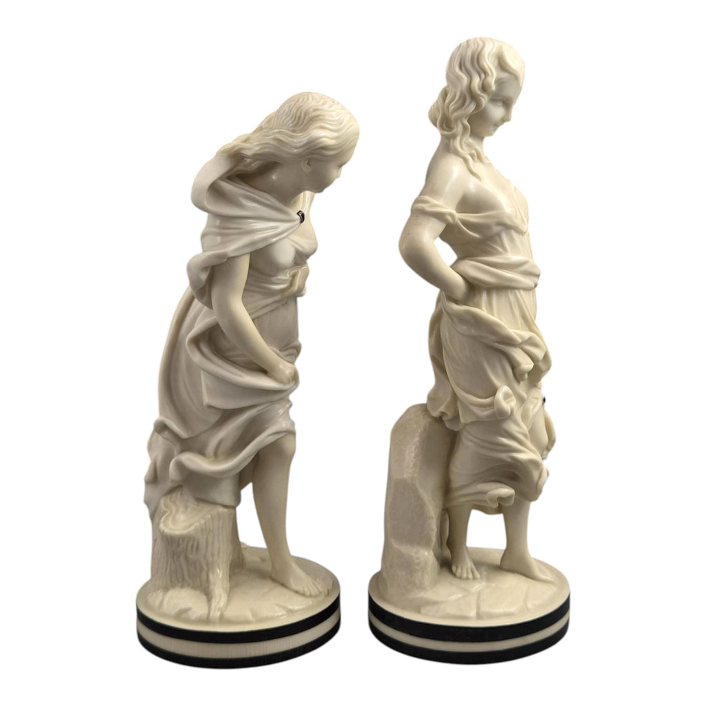 Royal Worcester The Breezes porcelain figures James Hadley cream Victorian pair c1865 rare cream glaze English porcelain