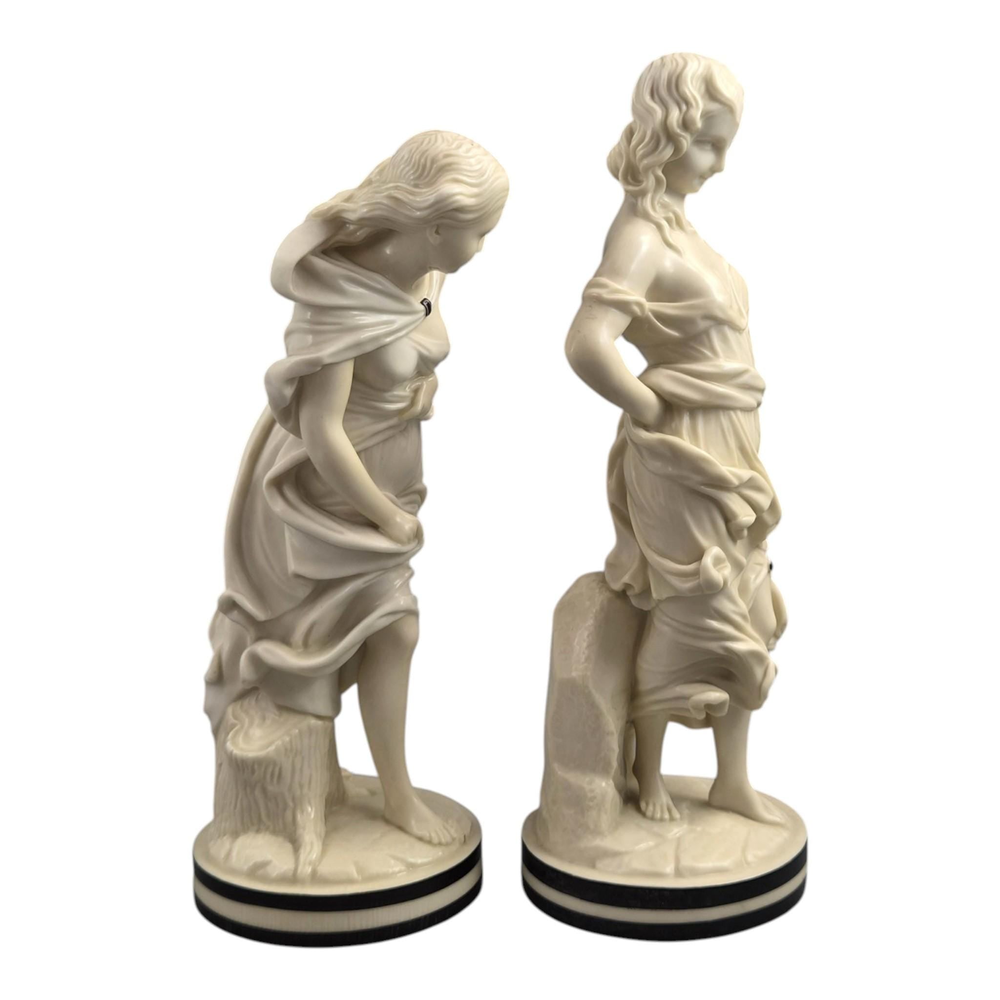 Royal Worcester The Breezes porcelain figures James Hadley cream Victorian pair c1865 rare cream glaze English porcelain