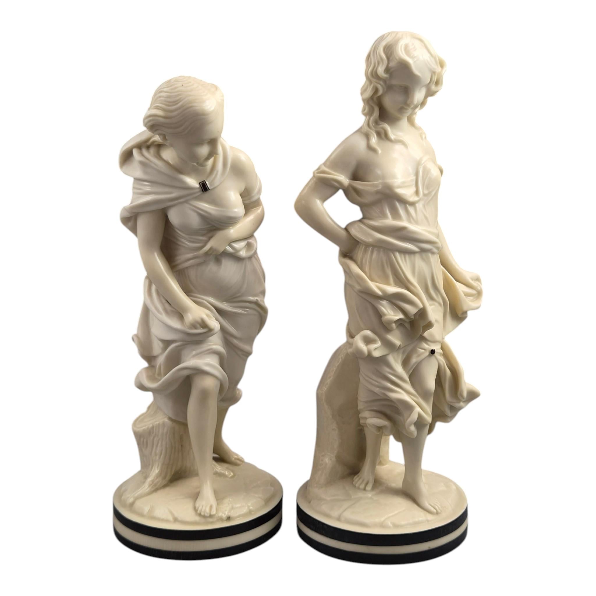 Royal Worcester The Breezes porcelain figures James Hadley cream Victorian pair c1865 rare cream glaze English porcelain