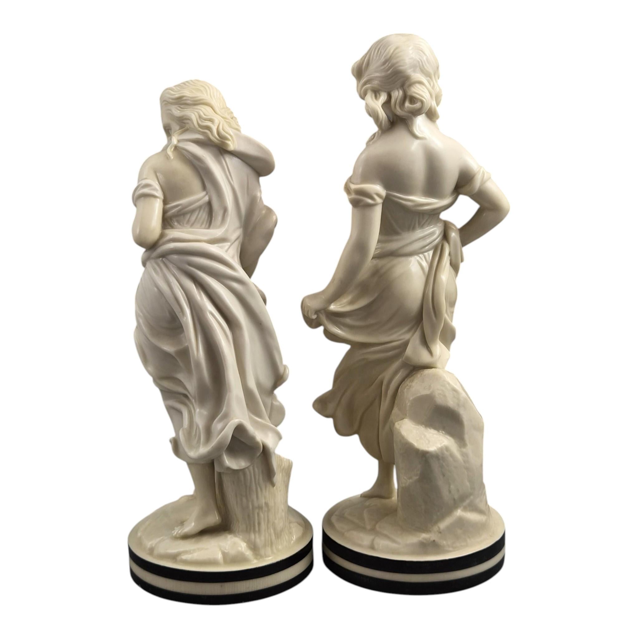 Royal Worcester The Breezes porcelain figures James Hadley cream Victorian pair c1865 rare cream glaze English porcelain