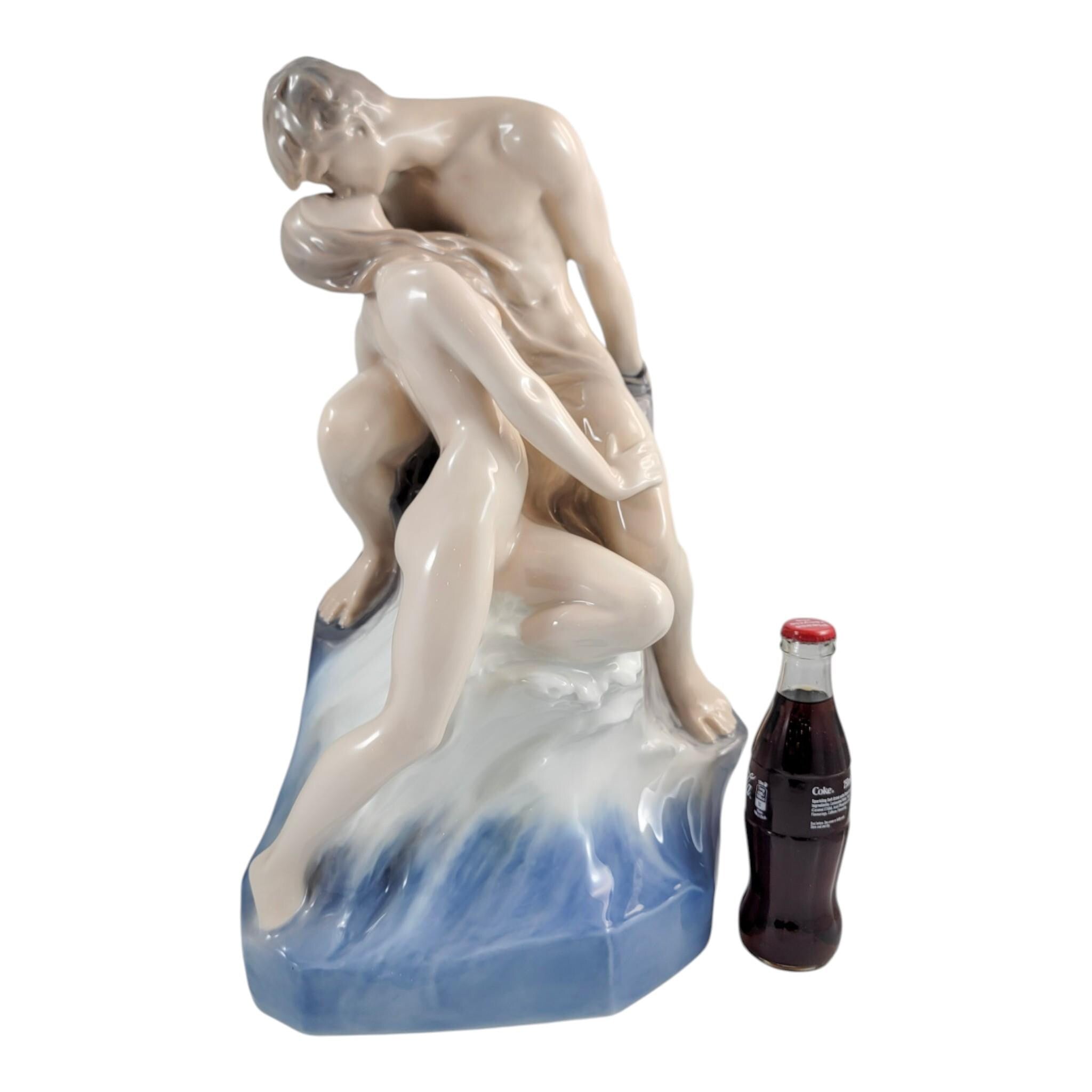 Royal Copenhagen Wave And Rock Theodor Lundberg Porcelain Sculpture Symbolist Figure Group Danish Art 1968 Model 1132