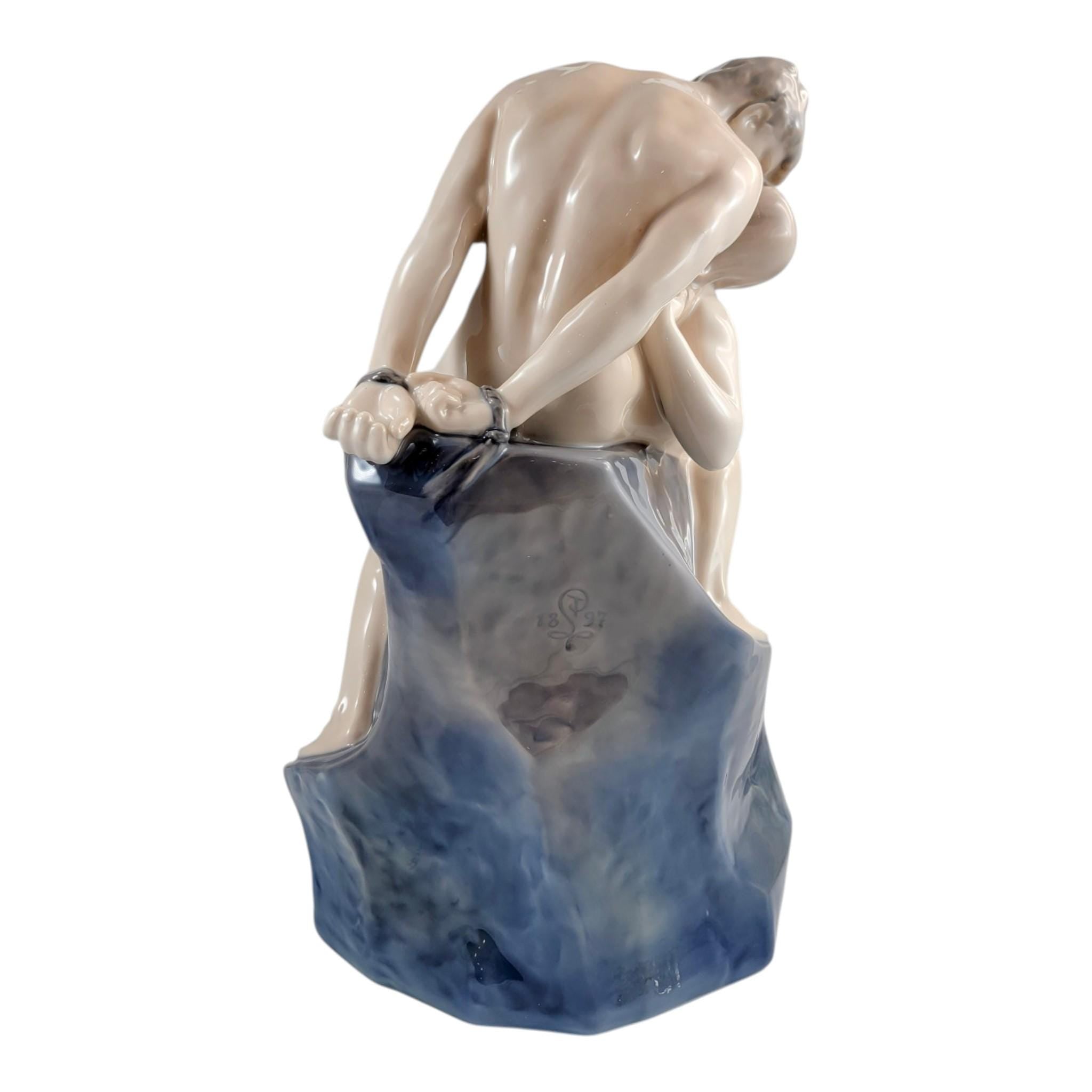 Royal Copenhagen Wave And Rock Theodor Lundberg Porcelain Sculpture Symbolist Figure Group Danish Art 1968 Model 1132