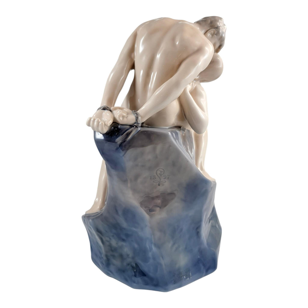 Royal Copenhagen Wave And Rock Theodor Lundberg Porcelain Sculpture Symbolist Figure Group Danish Art 1968 Model 1132