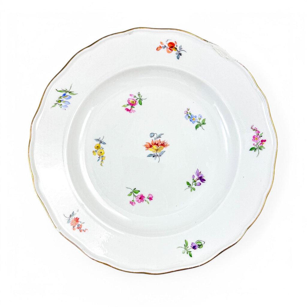 Antique Meissen Streublumen porcelain plates set of 3 hand painted floral German china 1880s