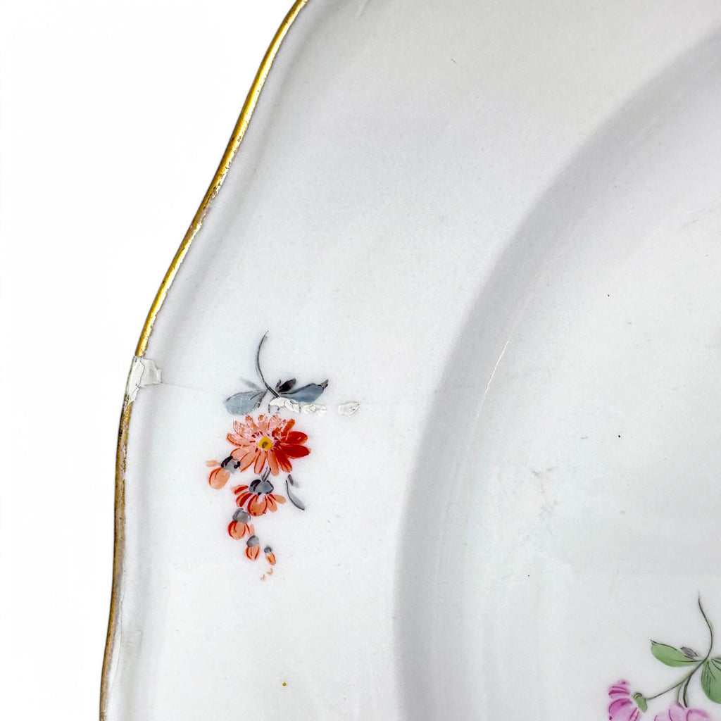 Antique Meissen Streublumen porcelain plates set of 3 hand painted floral German china 1880s