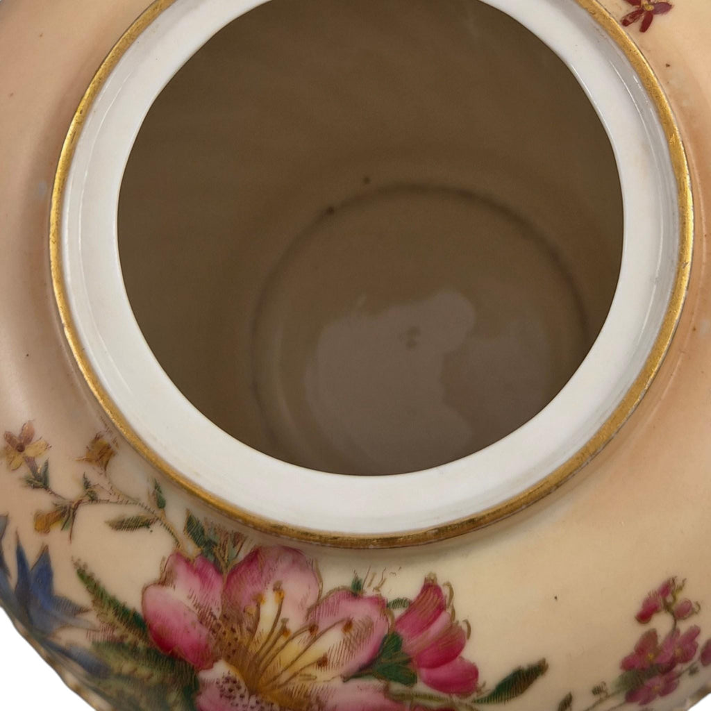 Antique Royal Worcester blush ivory pot-pourri jar and cover floral porcelain vase shape 1720 England 1903