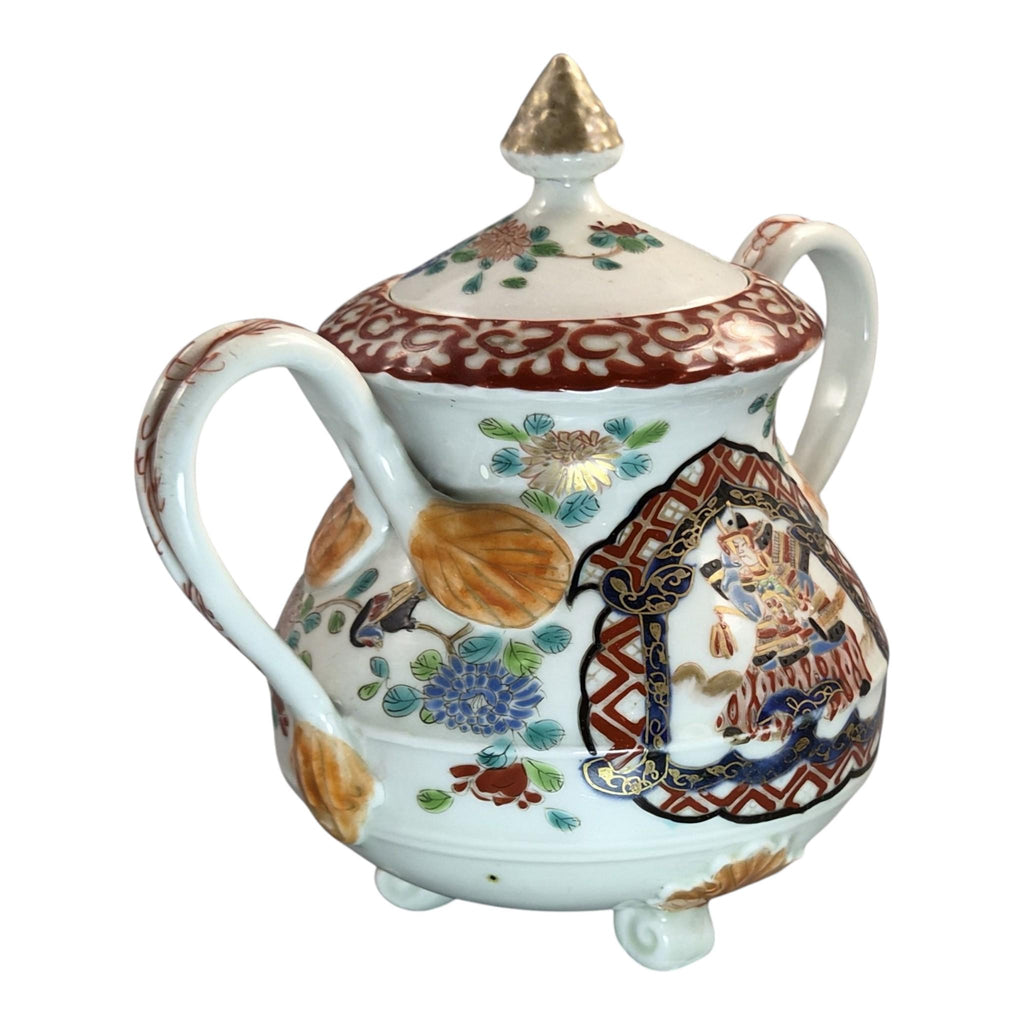 Rare Japanese Imari Sugar Bowl, Hichozan Fukagawa, Samurai Decor, c.1870–1880