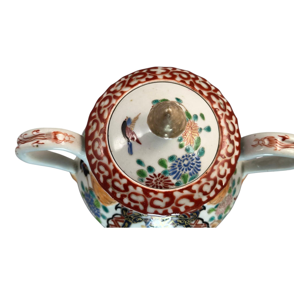 Rare Japanese Imari Sugar Bowl, Hichozan Fukagawa, Samurai Decor, c.1870–1880