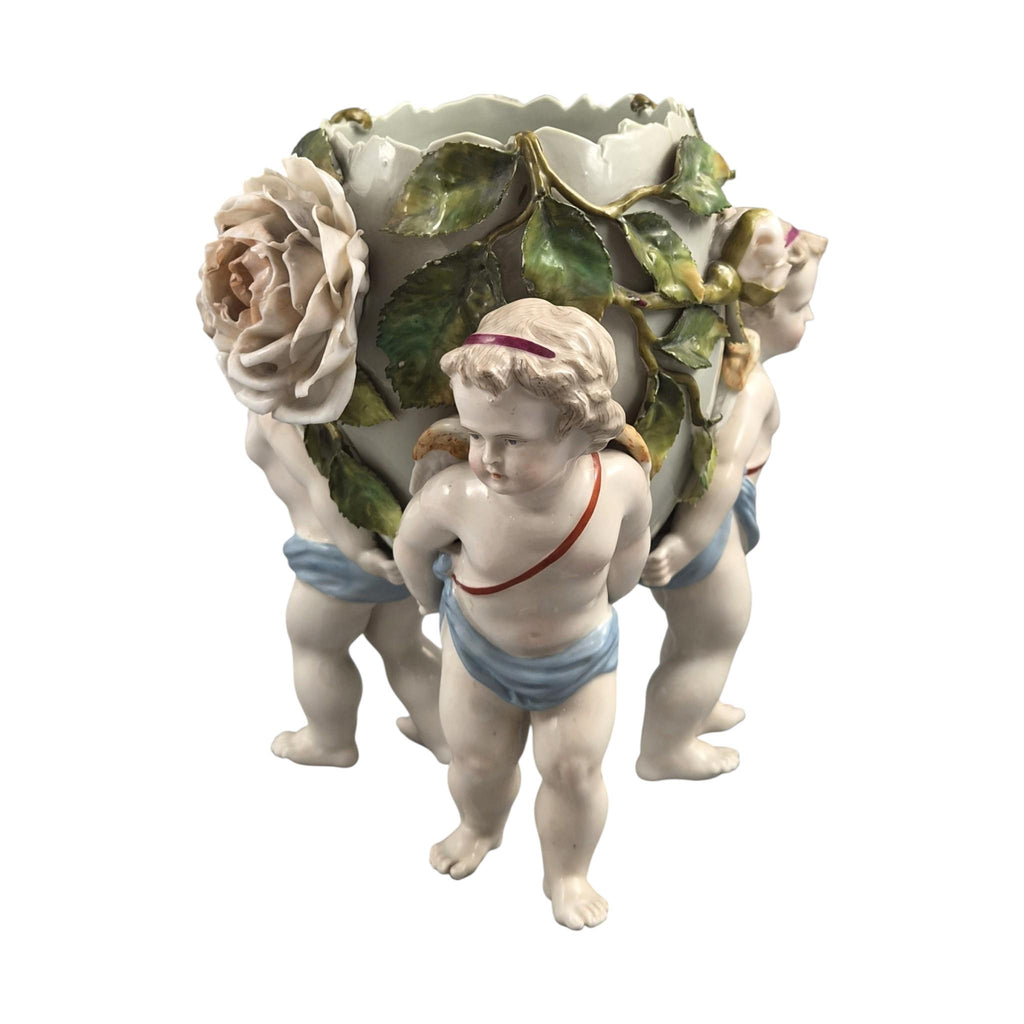 Rare Sitzendorf Cherub Egg Vase Centrepiece, Germany, c.1884–1902