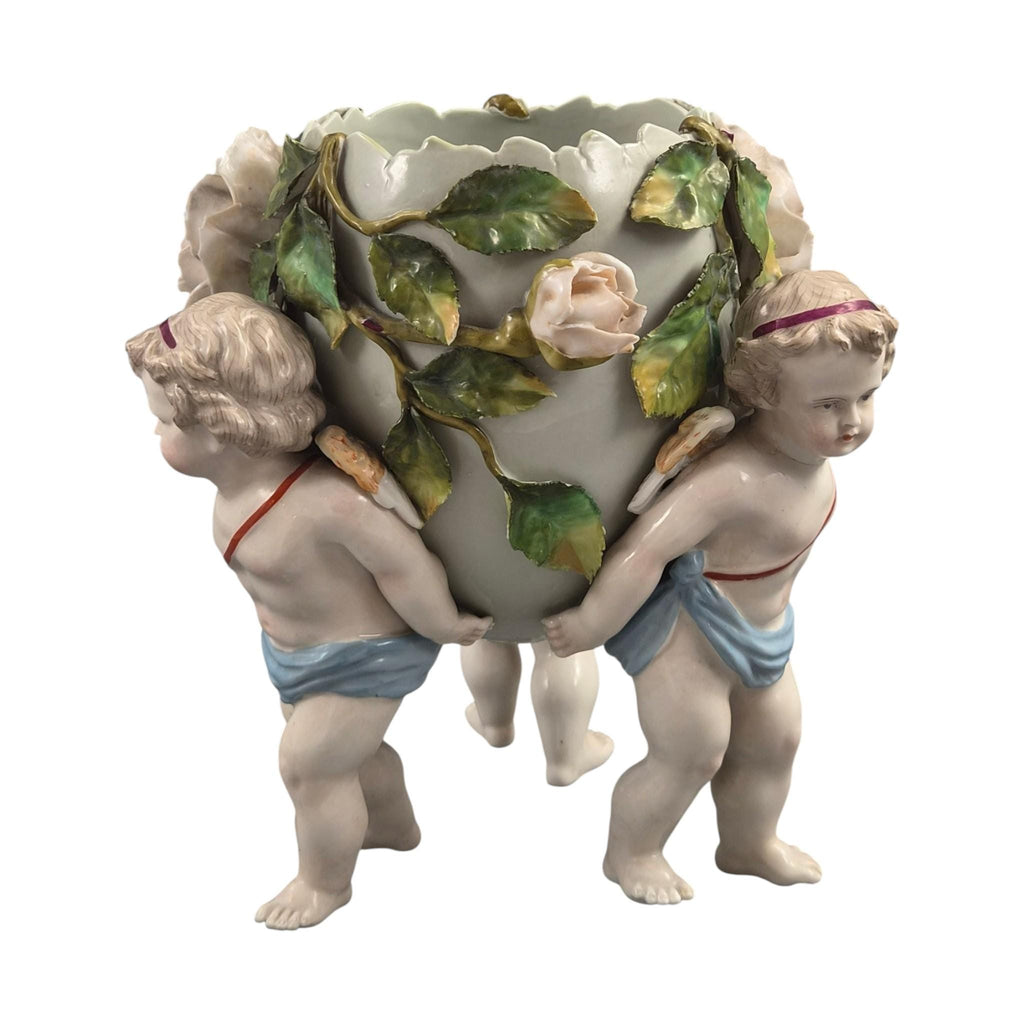 Rare Sitzendorf Cherub Egg Vase Centrepiece, Germany, c.1884–1902