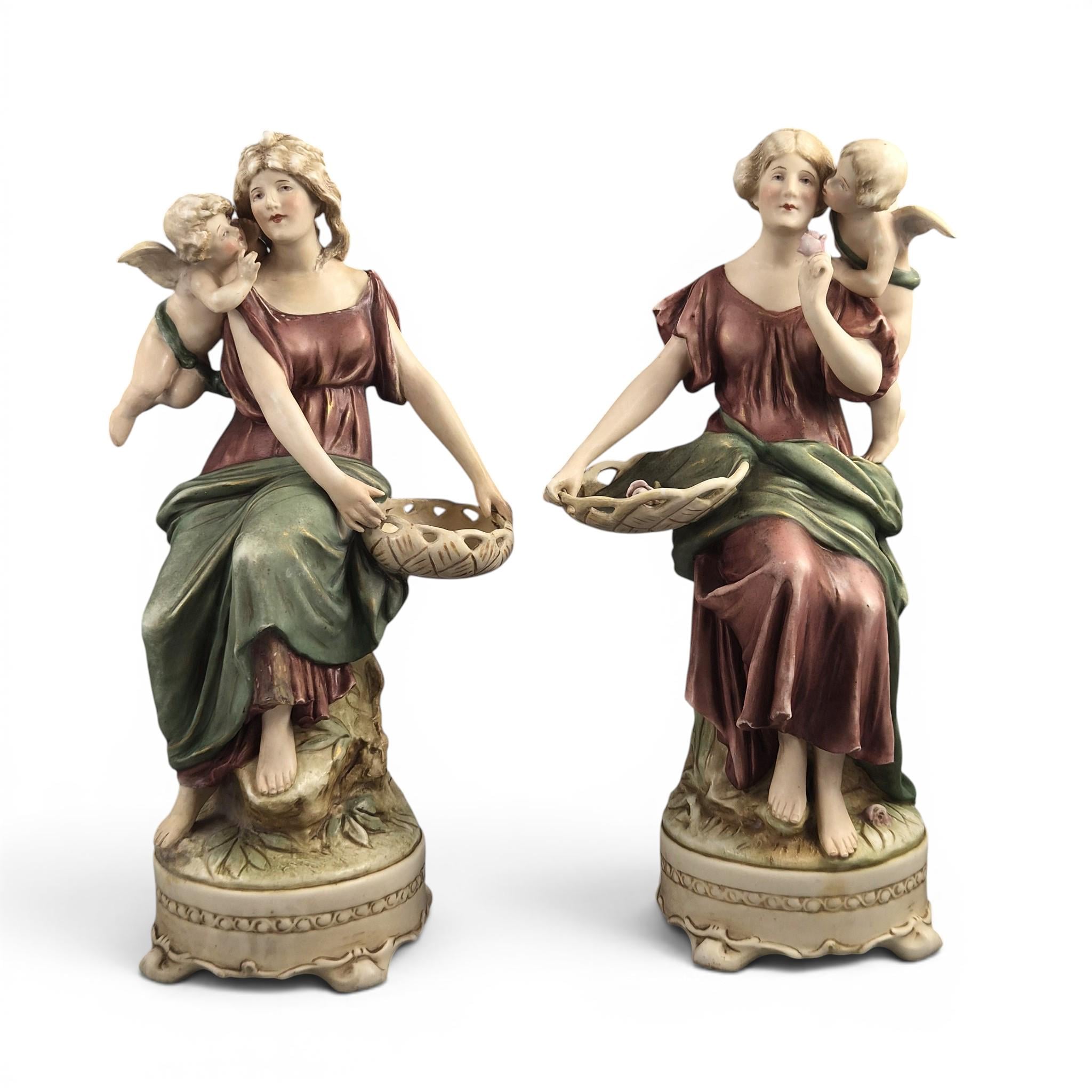 Royal Dux Art Nouveau Figures by H. Schubert, 1912